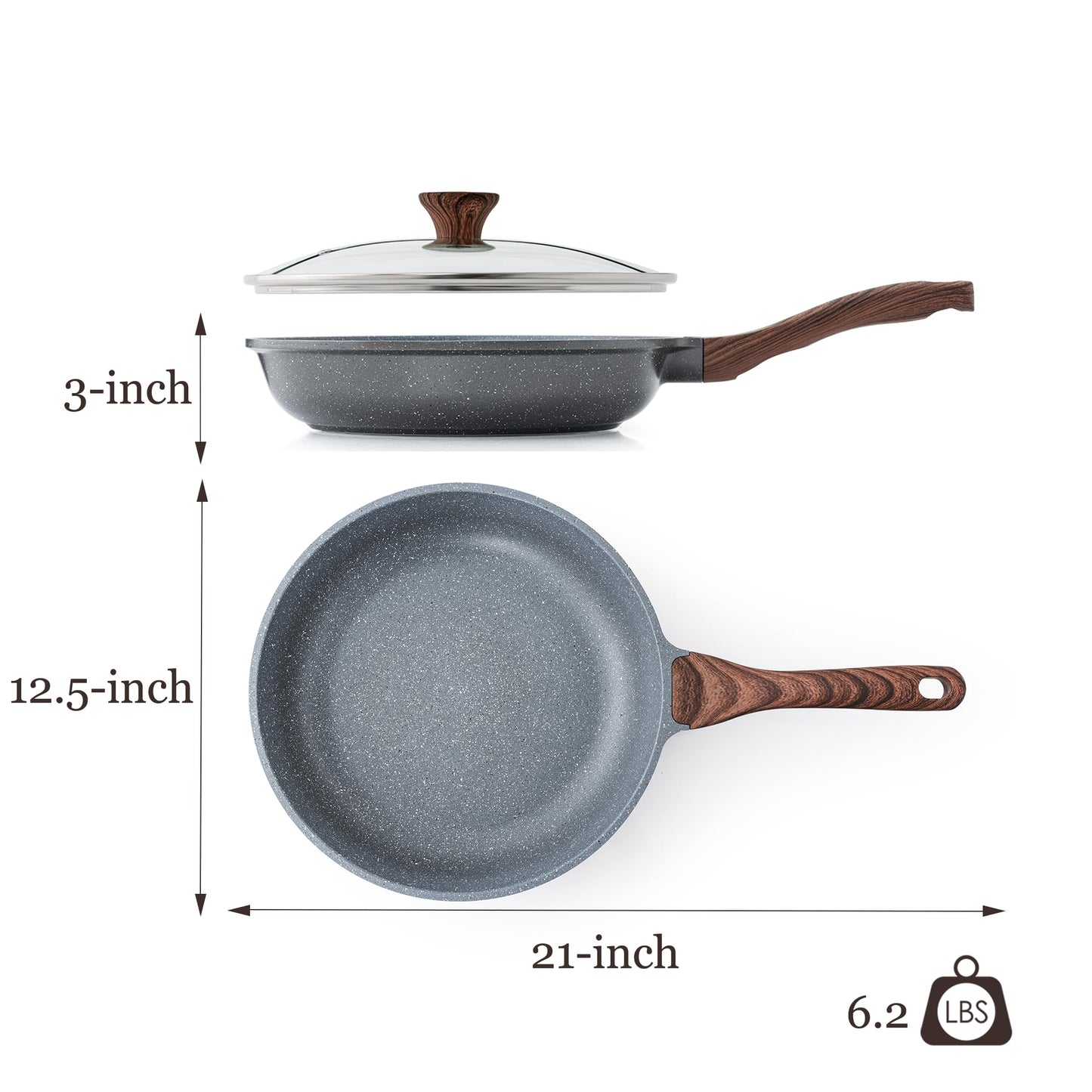 SENSARTE Nonstick Granite Frying Pan Skillet with Lid, Durable Cookware Set DEMO