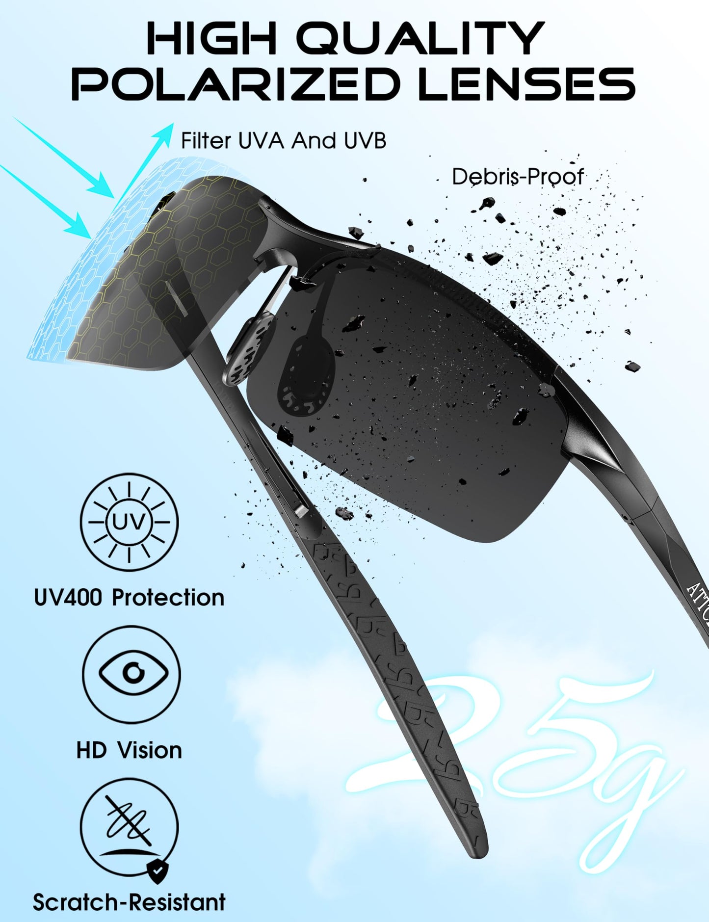 ATTCL Polarised Sports Sunglasses for Men & Women - UV400 Protection Metal DEMO