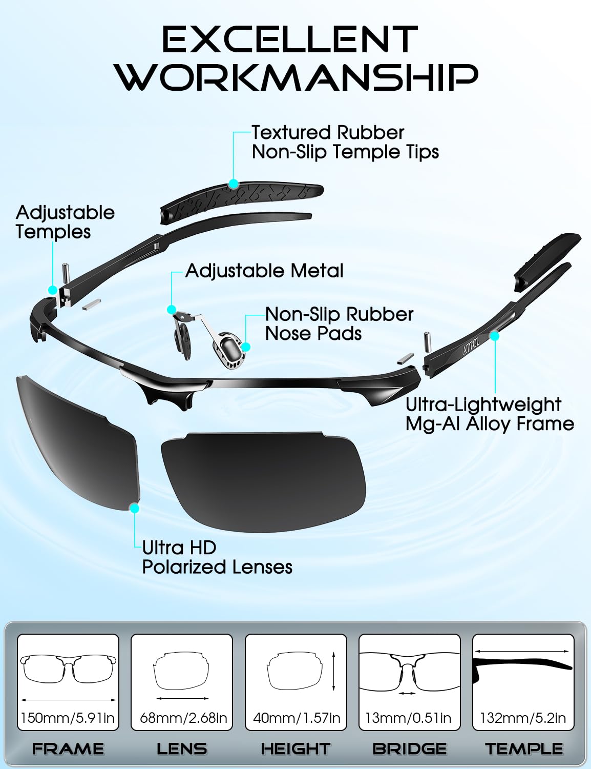 ATTCL Polarised Sports Sunglasses for Men & Women - UV400 Protection Metal DEMO
