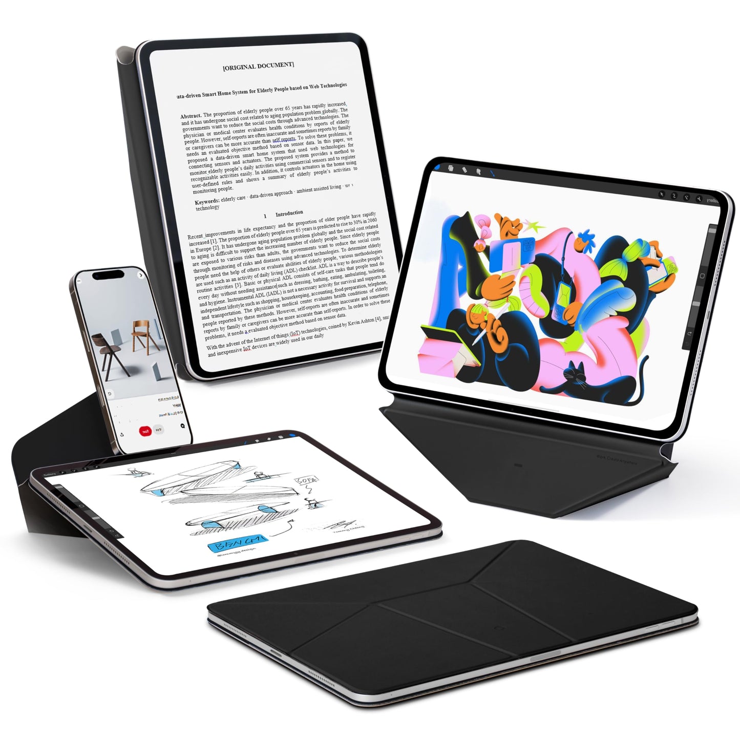 MOFT Dynamic Cases Folio Case for iPad mini 7th & 6th Gen, Jet Black DEMO