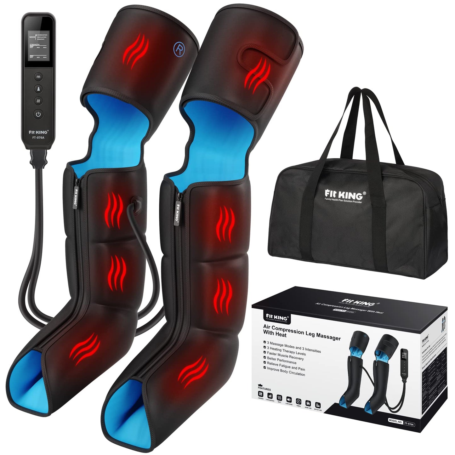 FIT KING Electric Leg Massager with Full Foot Compression and Heat Therapy NEW