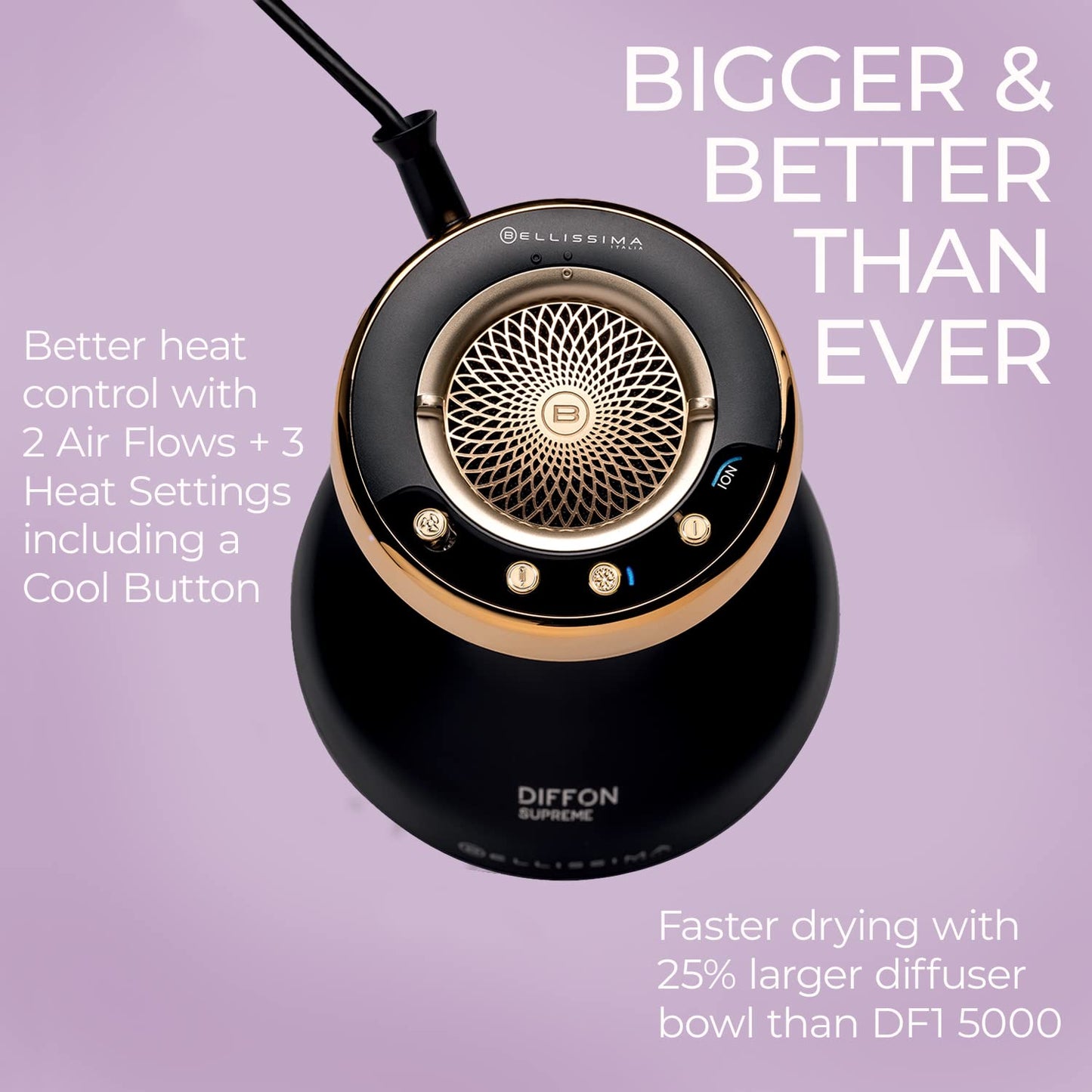 Bellissima Ionic Diffusers Hair Diffuser and Curly Dryer in Black Gold for NEW