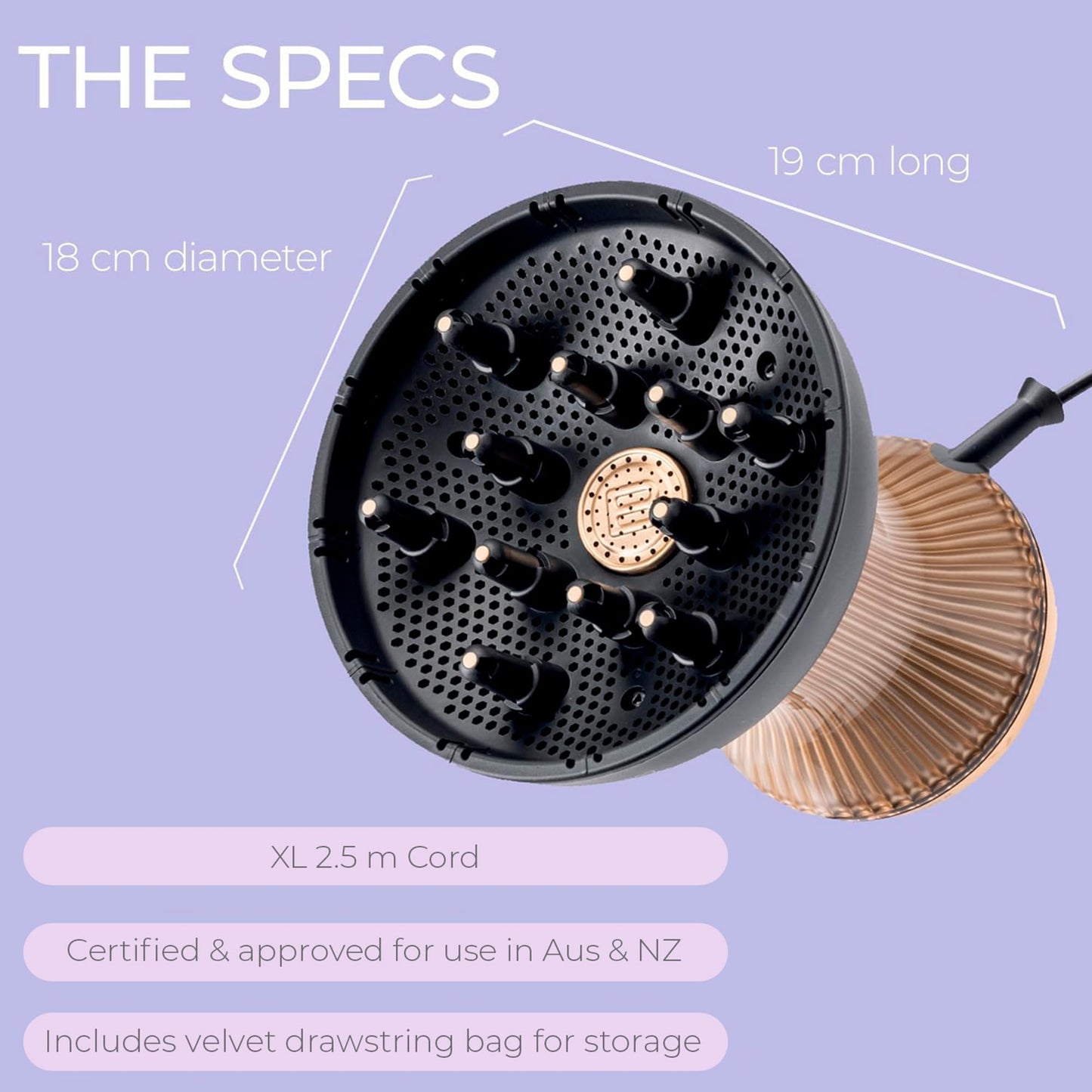 Bellissima Ionic Diffusers Hair Diffuser and Curly Dryer in Black Gold for NEW