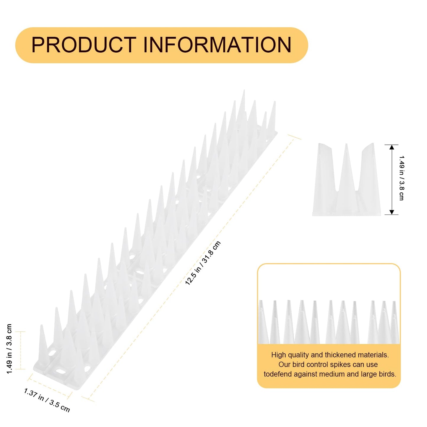OFFO Frosted White Outdoor Bird Deterrent Spikes for Pigeons Woodpeckers NEW