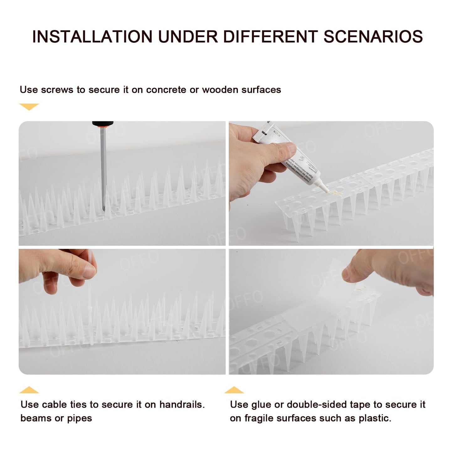 OFFO Frosted White Outdoor Bird Deterrent Spikes for Pigeons Woodpeckers NEW