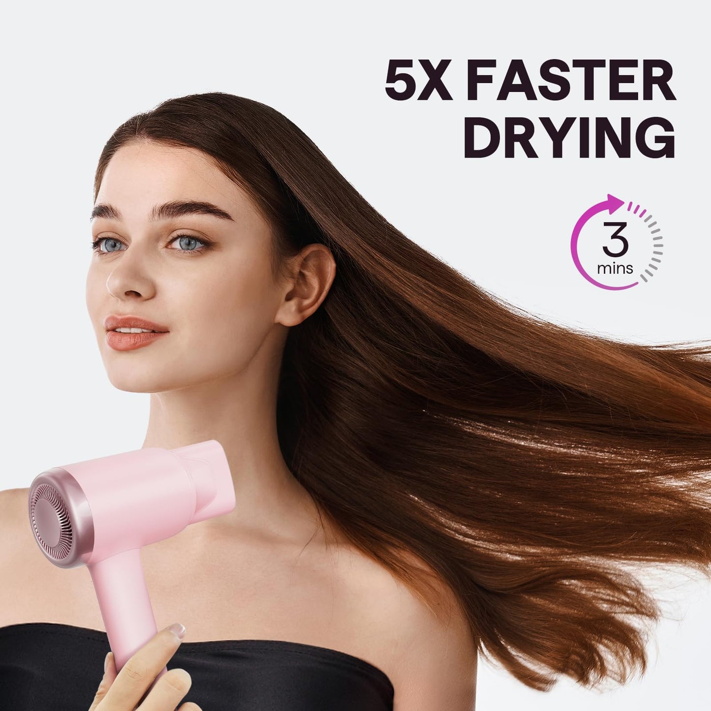 wavytalk Turblow Pro Fast Drying Hair Dryer with Diffuser High Speed Pink NEW