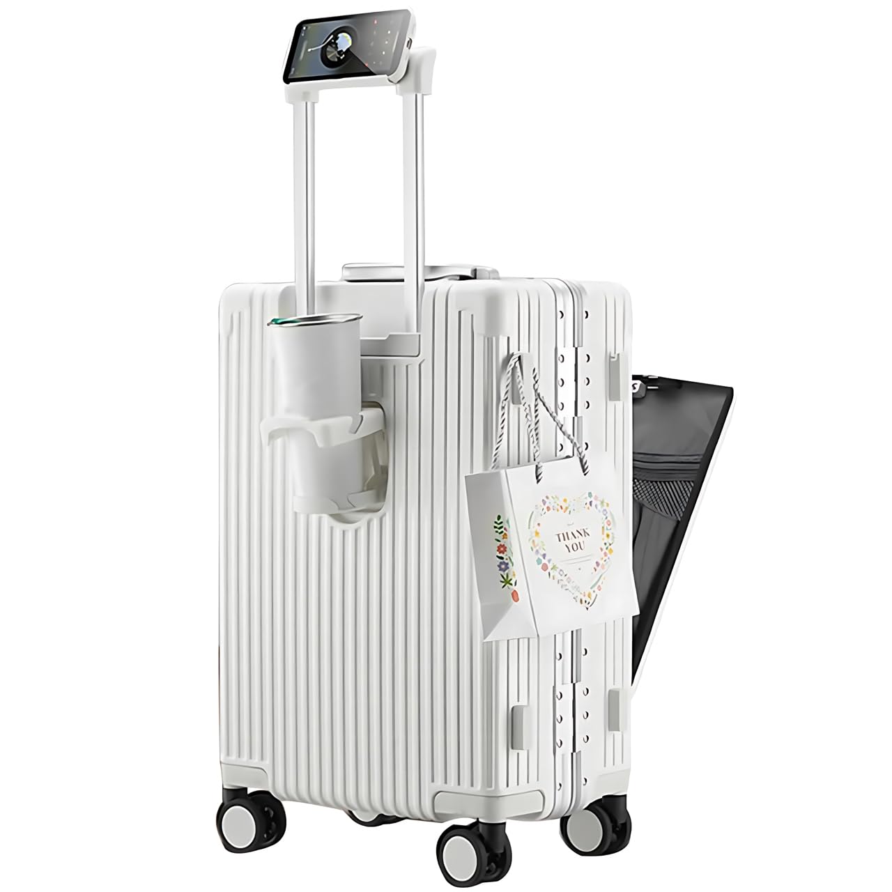 Hardside Carry-Ons White Spinner Wheel Carry-On 20" Luggage Aluminium Frame NEW