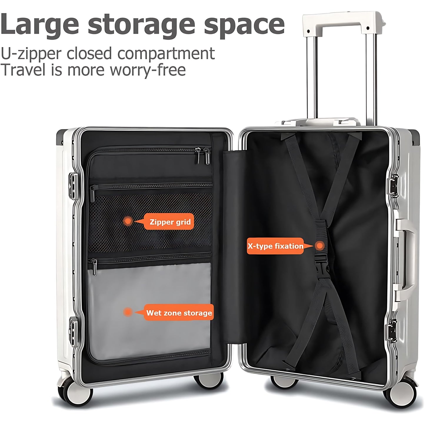 Hardside Carry-Ons White Spinner Wheel Carry-On 20" Luggage Aluminium Frame NEW