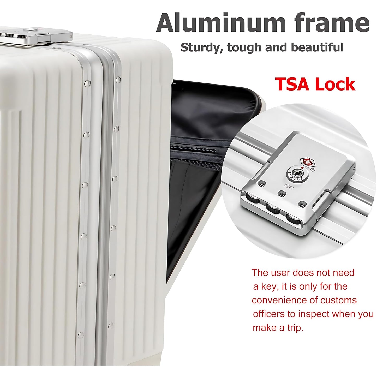 Hardside Carry-Ons White Spinner Wheel Carry-On 20" Luggage Aluminium Frame NEW