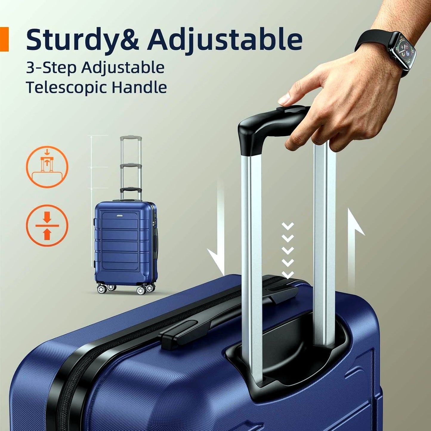 SHOWKOO Hardshell Luggage 20 Inch Polycarbonate Suitcase Carry On Navy Blue NEW
