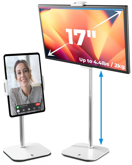 Cooper Tall Stands White Portable Monitor Stand for Desk up to 17 Inches - DEMO
