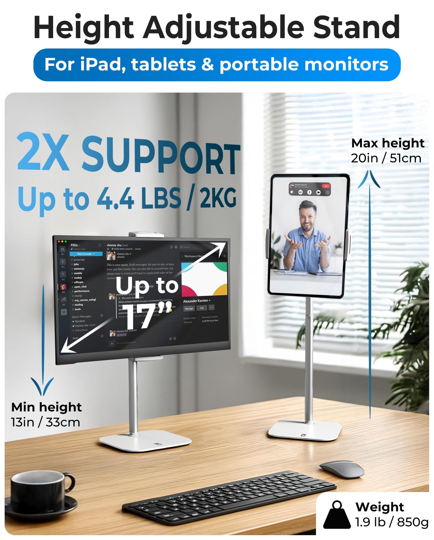 Cooper Tall Stands White Portable Monitor Stand for Desk up to 17 Inches - DEMO