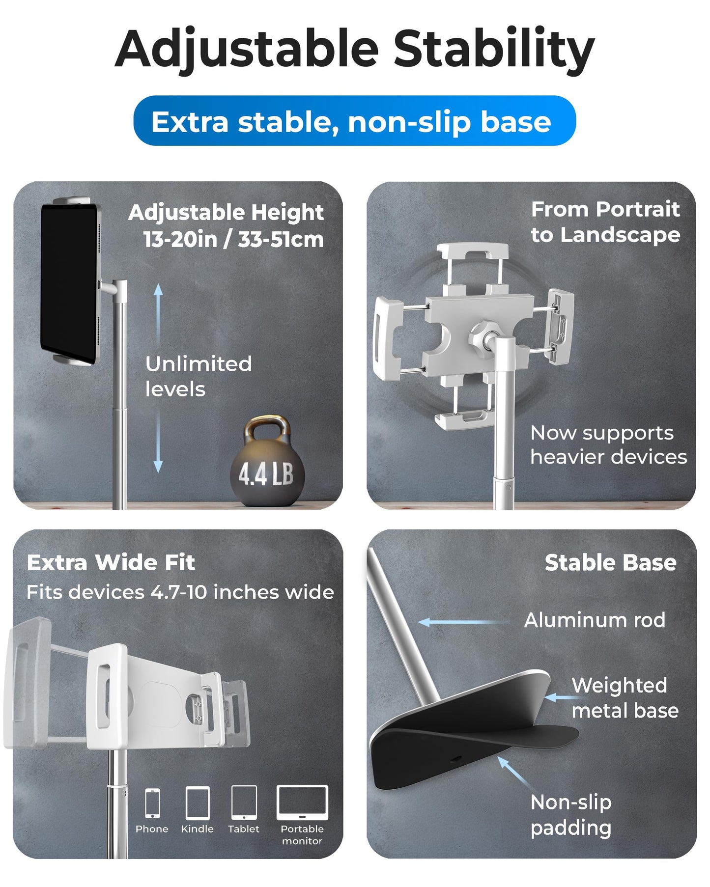Cooper Tall Stands White Portable Monitor Stand for Desk up to 17 Inches - DEMO