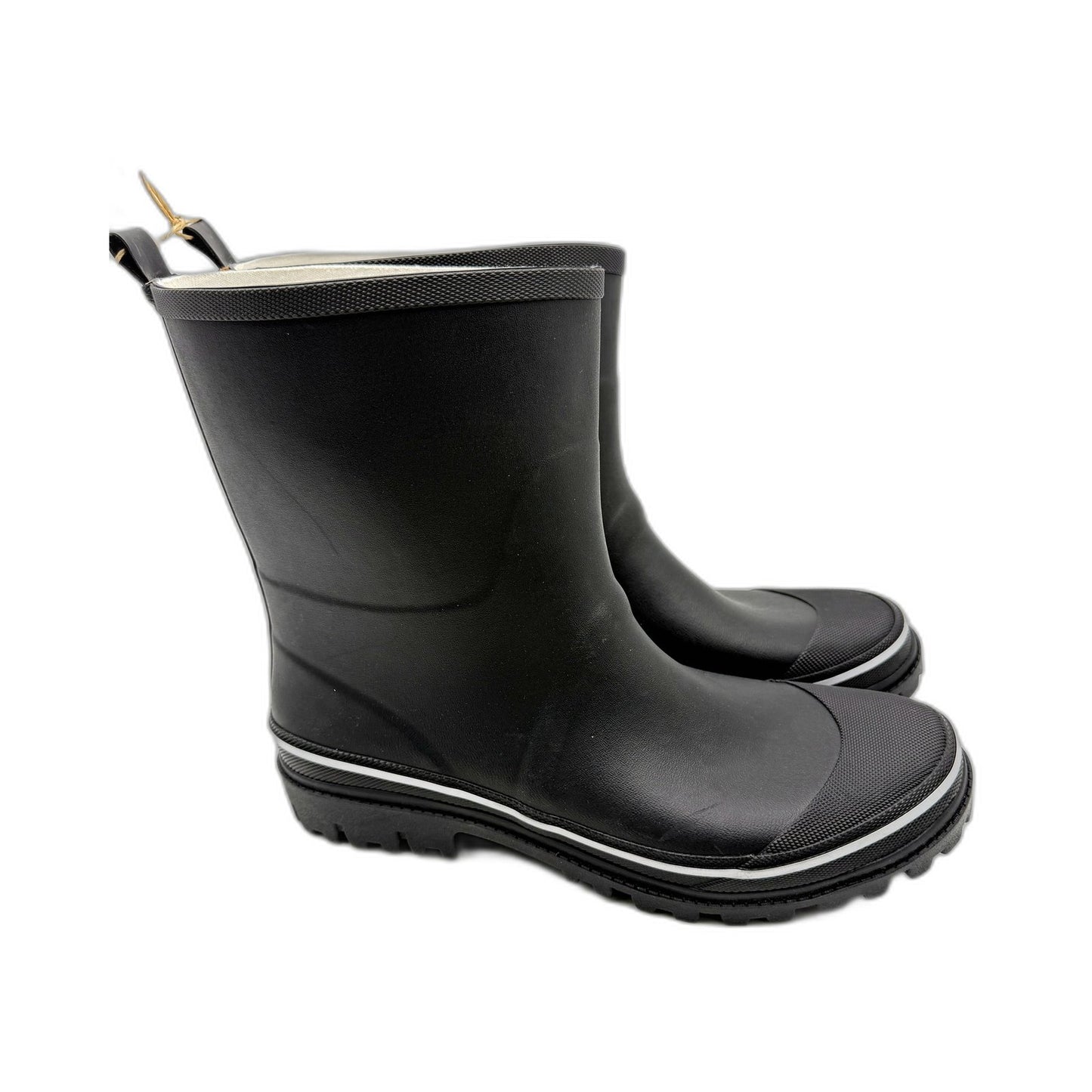 Mens Waterproof Rain Boots Lugged Sole Rubber Black Gum Boots Size AU 11 NEW