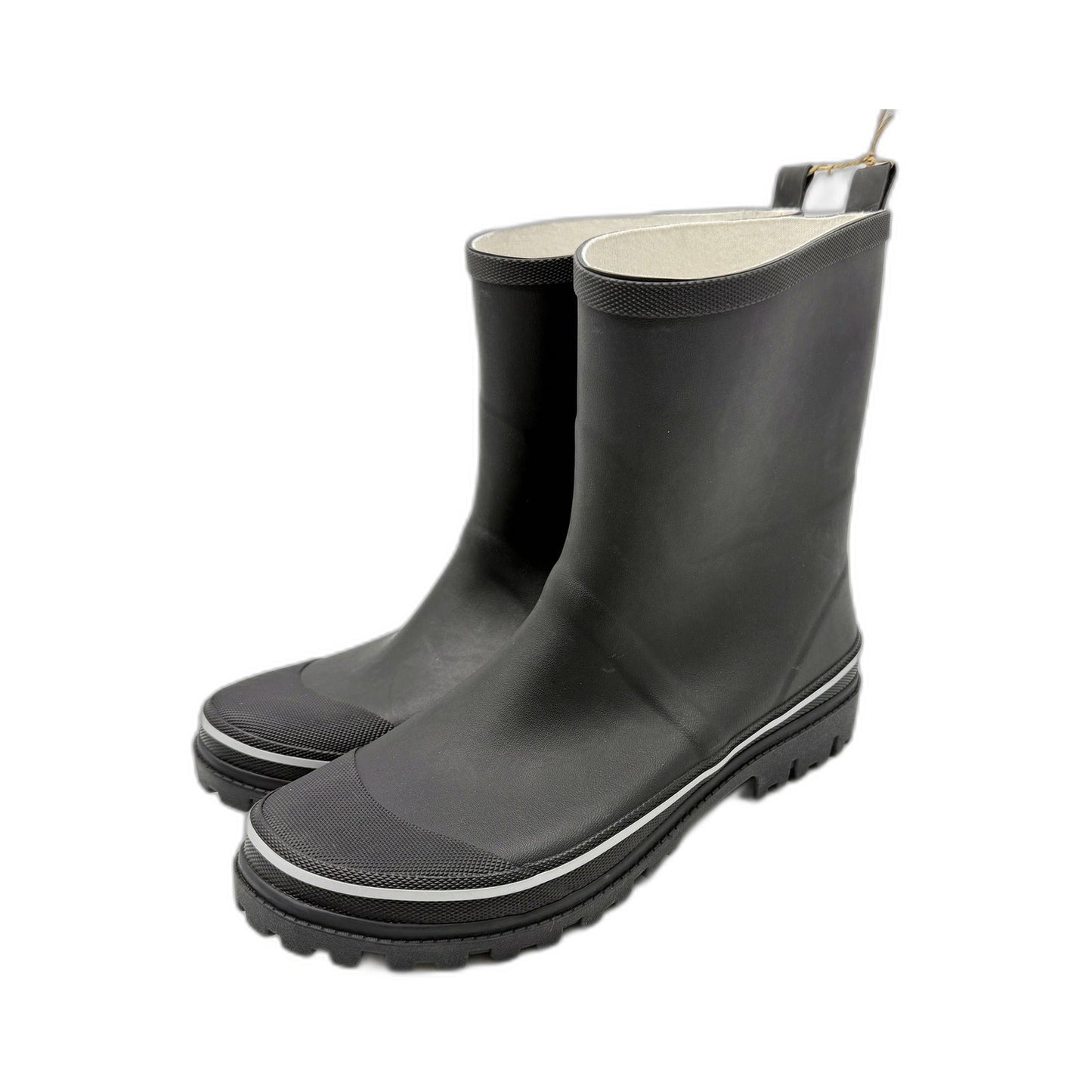 Mens Waterproof Rain Boots Lugged Sole Rubber Black Gum Boots Size AU 11 NEW