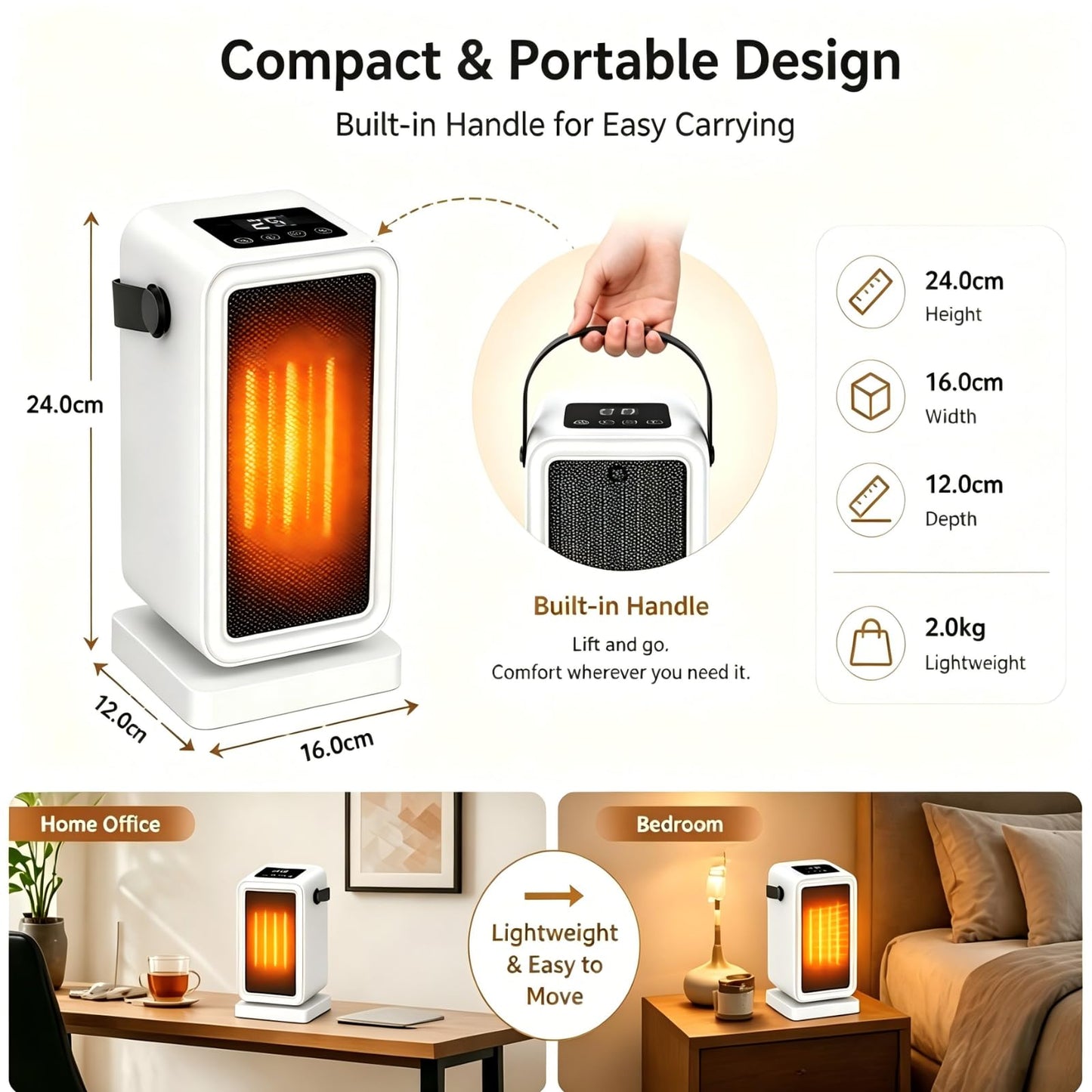 BingZair 1200W Heating PTC Ceramic Portable Electric Space Heater DEMO