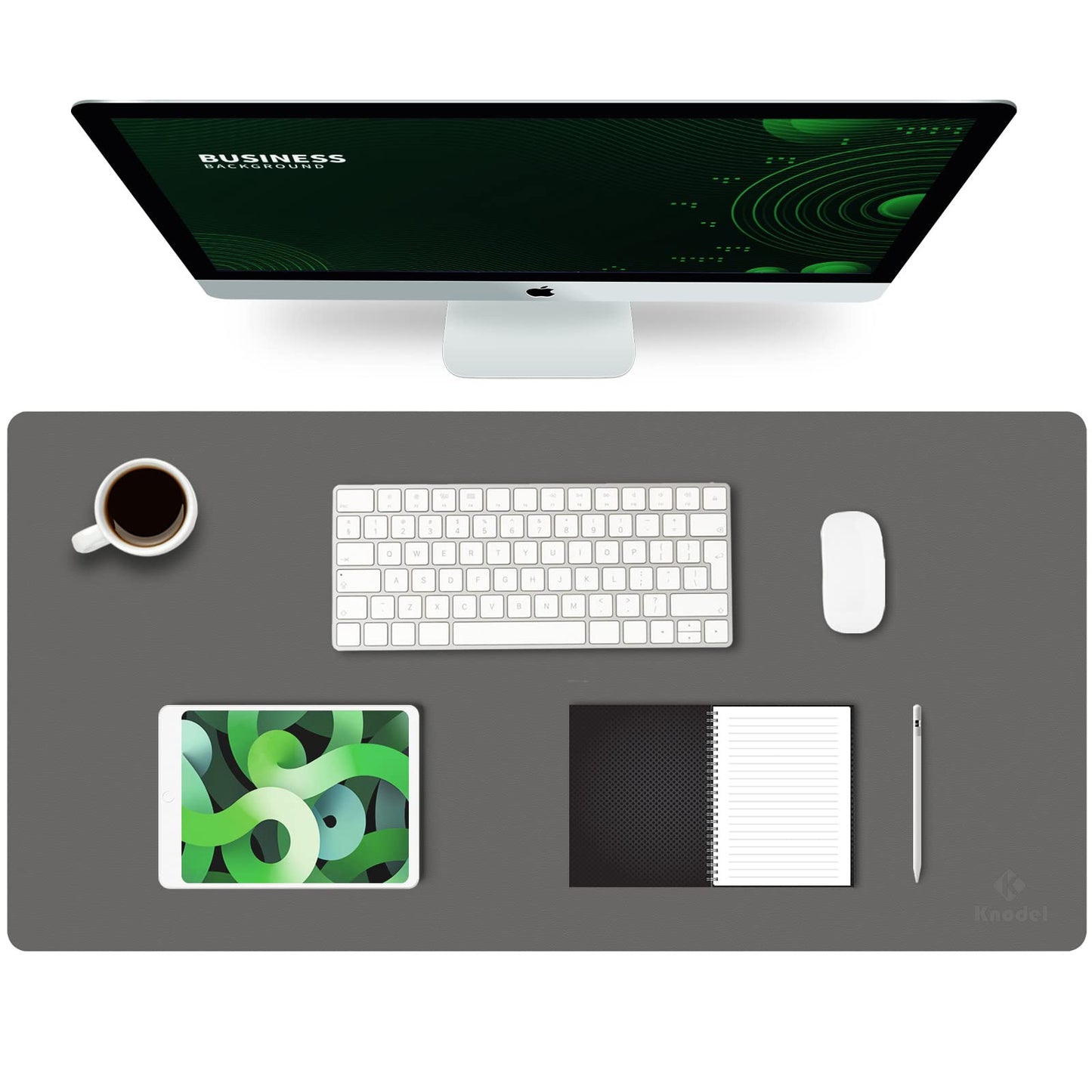 K KNODEL Large Leather Office Desk Mat Mouse Pad 40 x 80 cm Dark Grey DEMO