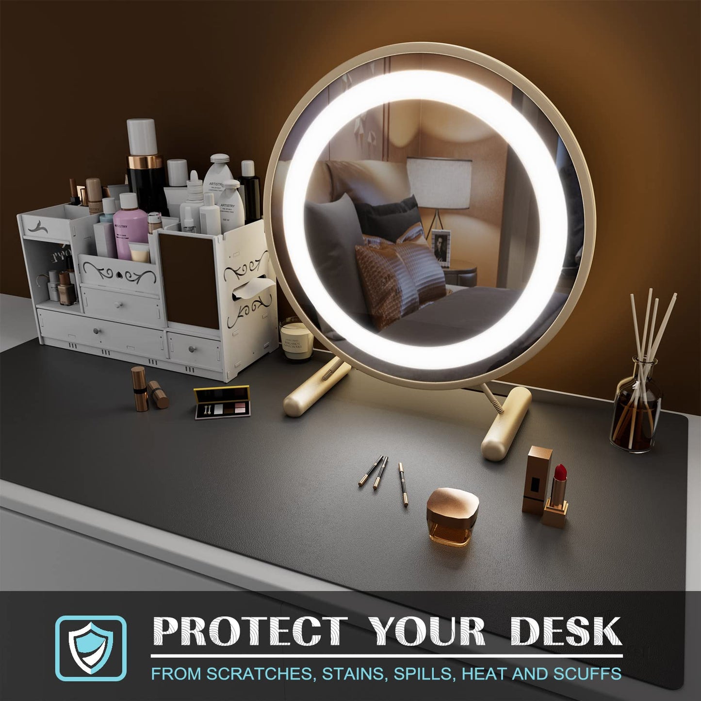 K KNODEL Large Leather Office Desk Mat Mouse Pad 40 x 80 cm Dark Grey DEMO