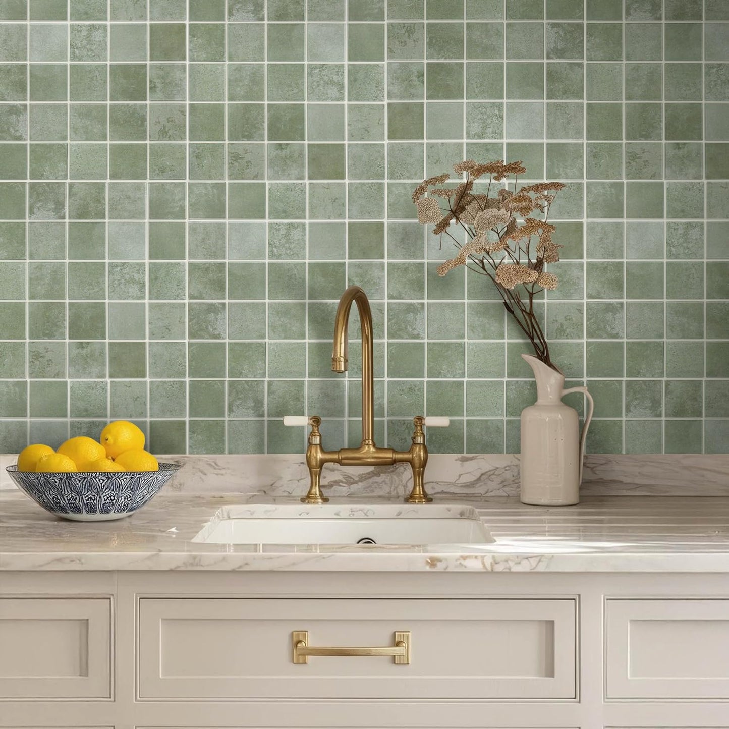 Commomy Gradient Green Square Wall Stickers & Murals, 30x30cm, Decor NEW
