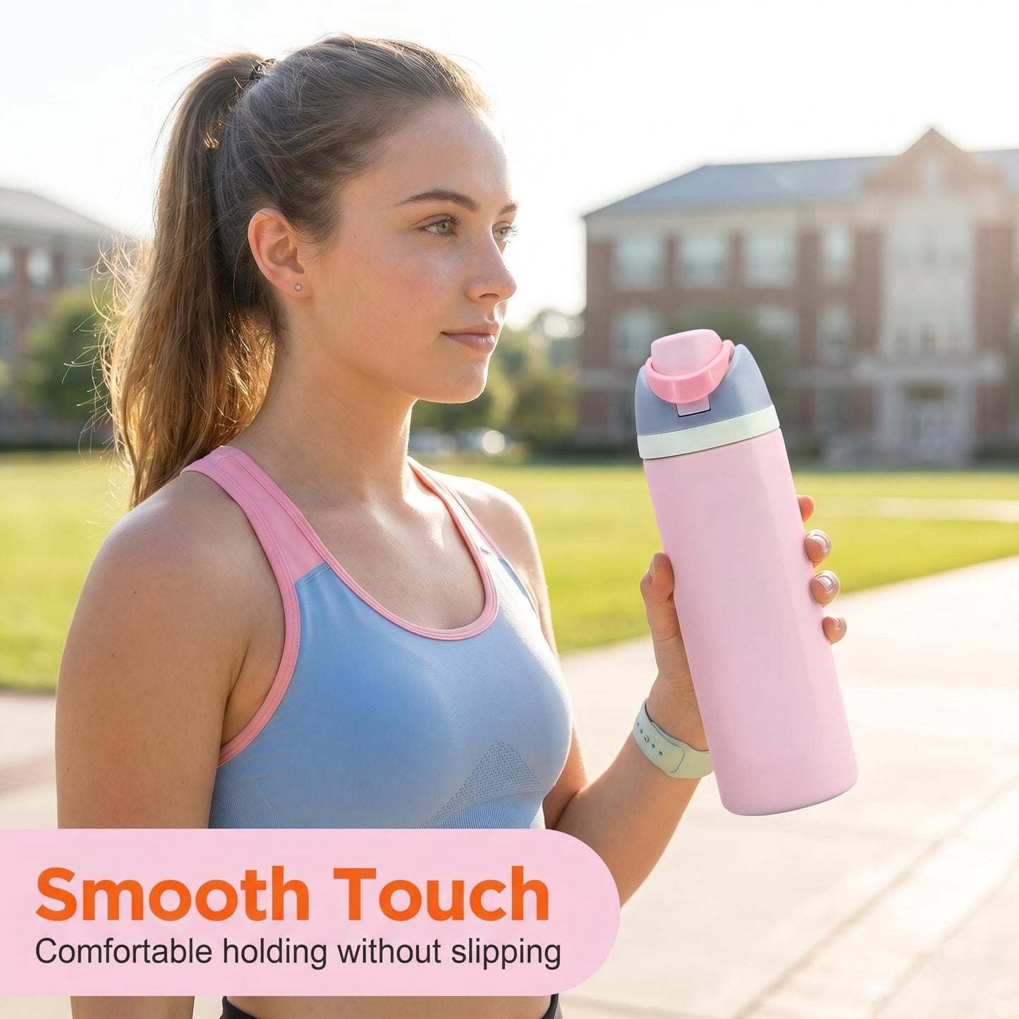 Besot 910ml Insulated Stainless Steel Sports Water Bottle with Straw Cherry NEW