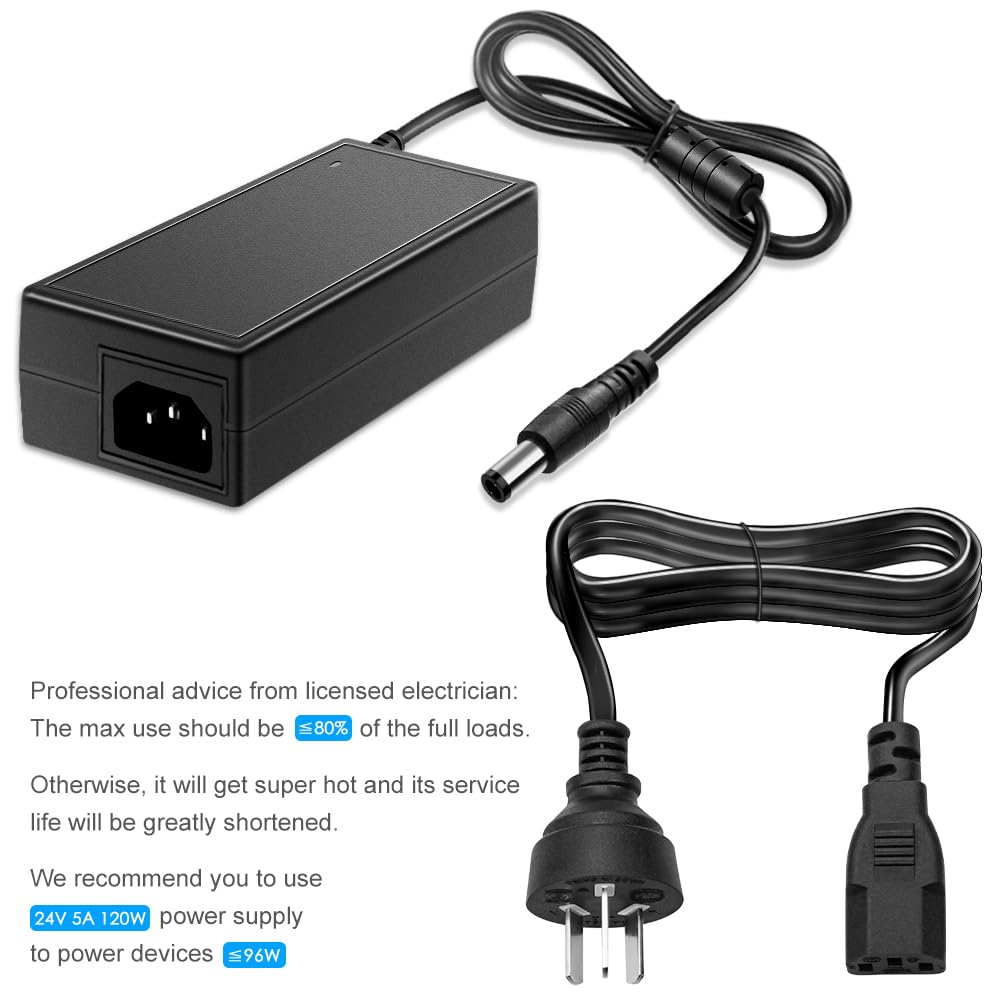 SHNITPWR 120W AC Adapters Power Adapter 24V 5A AC to DC Converter 100-240V DEMO