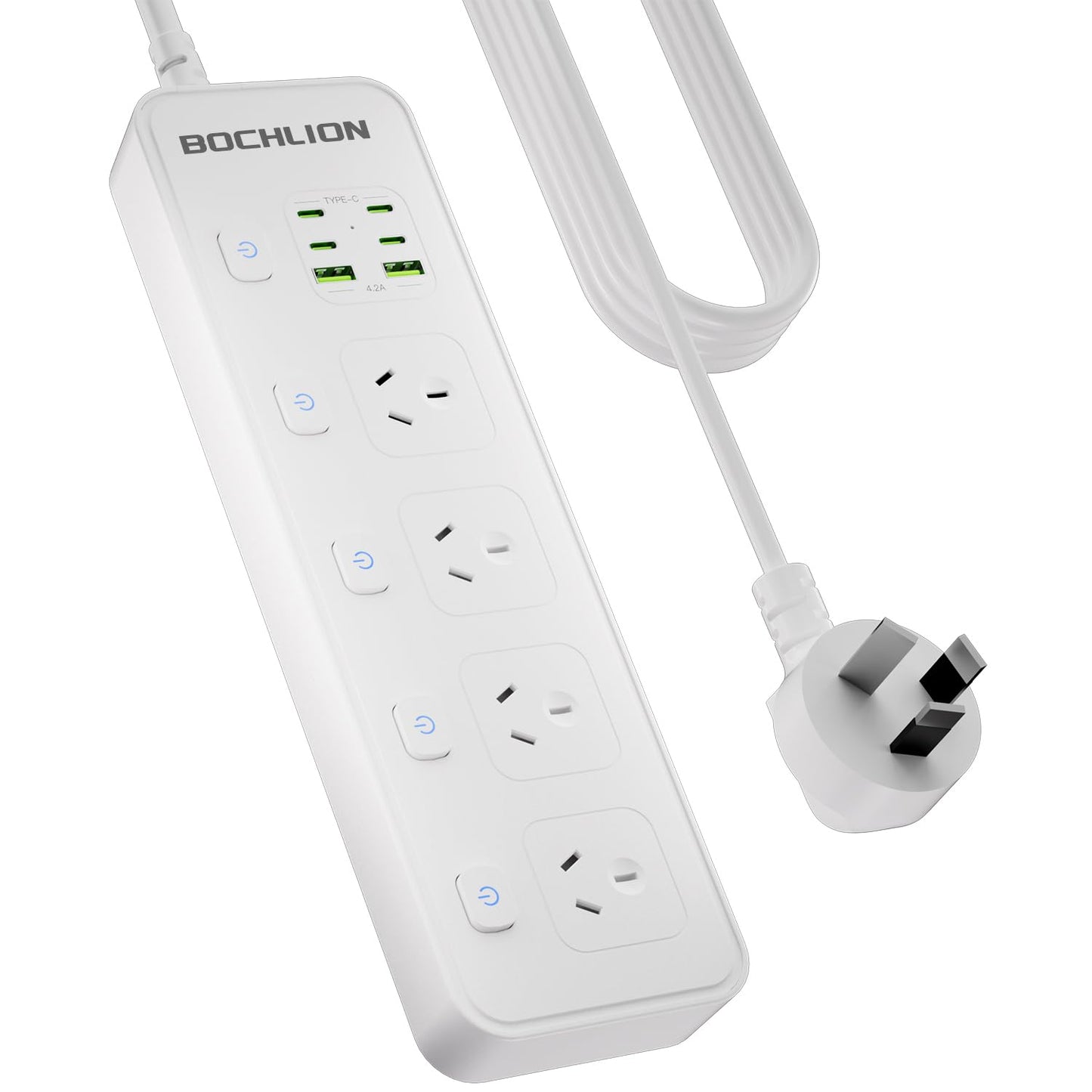 BOCHLION 4-Outlet Power Strip Surge Protector with Overload Protection, DEMO