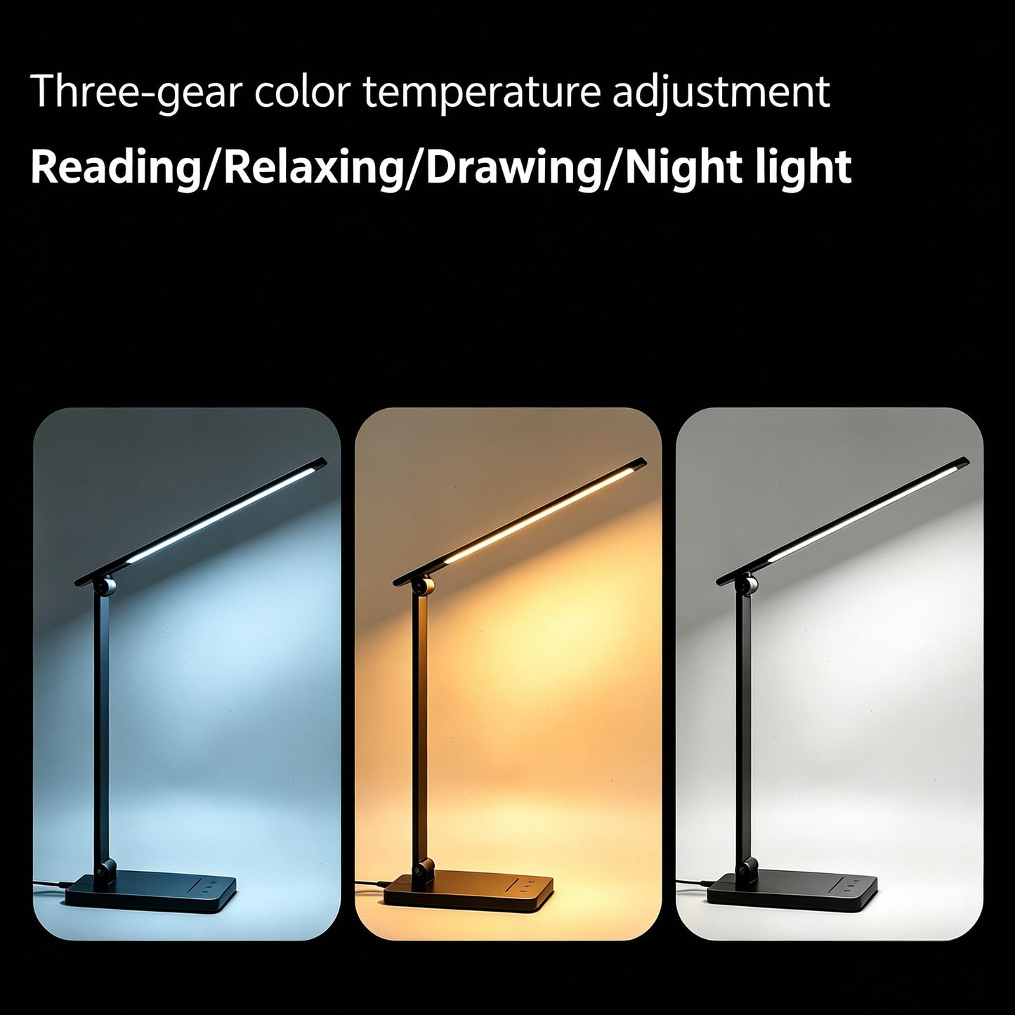framelito Dimmable LED Desk Lamp with USB Charging Port Eye-Caring Lighting NEW