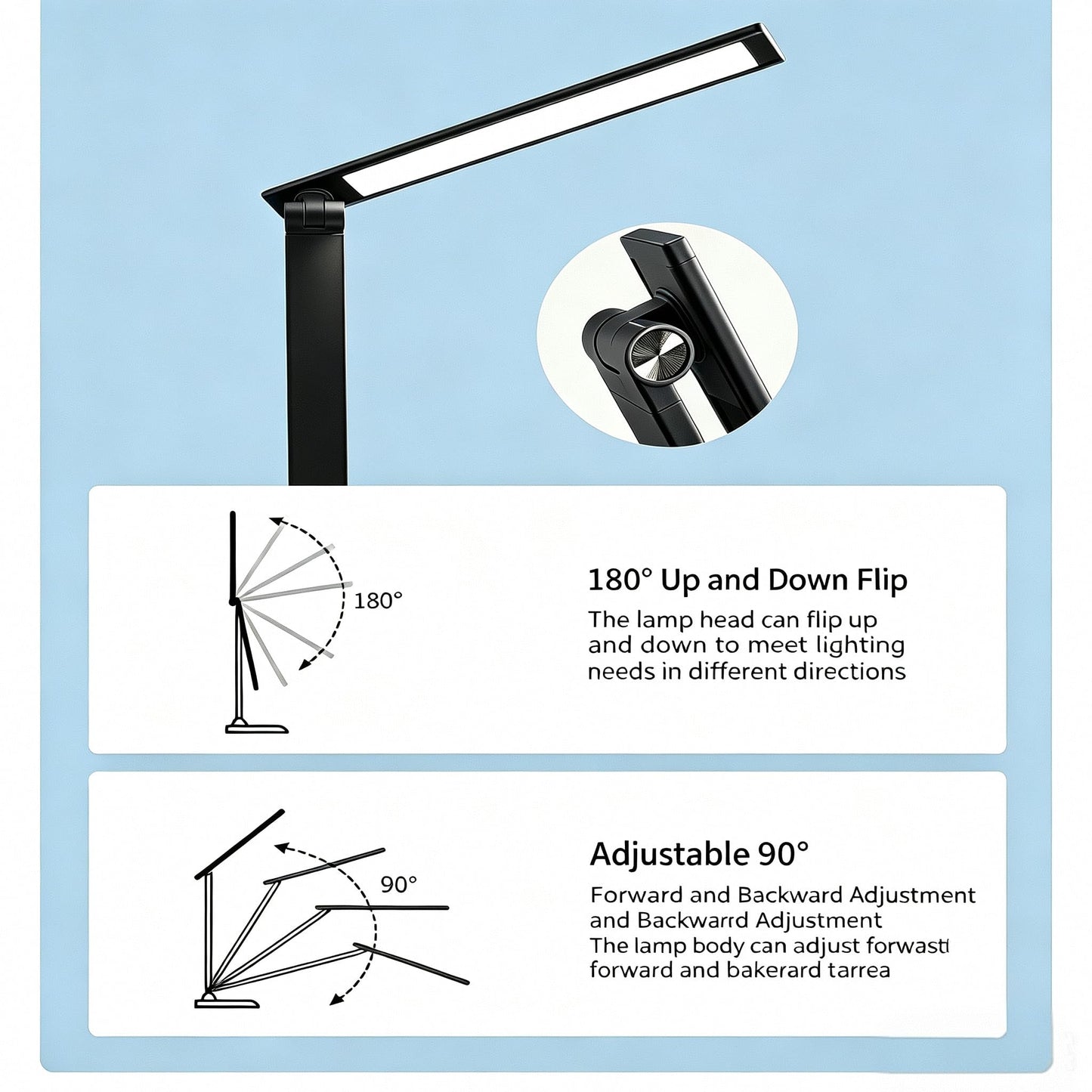 framelito Dimmable LED Desk Lamp with USB Charging Port Eye-Caring Lighting NEW