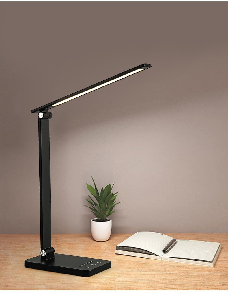 framelito Dimmable LED Desk Lamp with USB Charging Port Eye-Caring Lighting NEW
