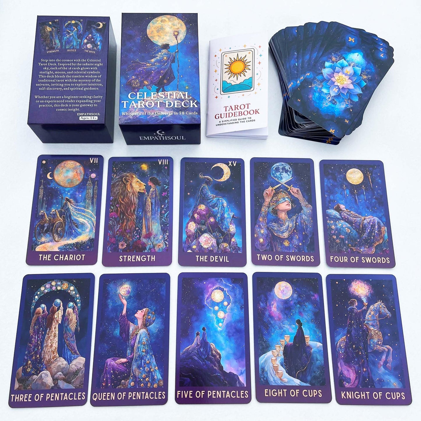 DPEHAKMK Celestial Tarot Card Deck with Guidebook Multi Color 2.74" x 4.72 DEMO