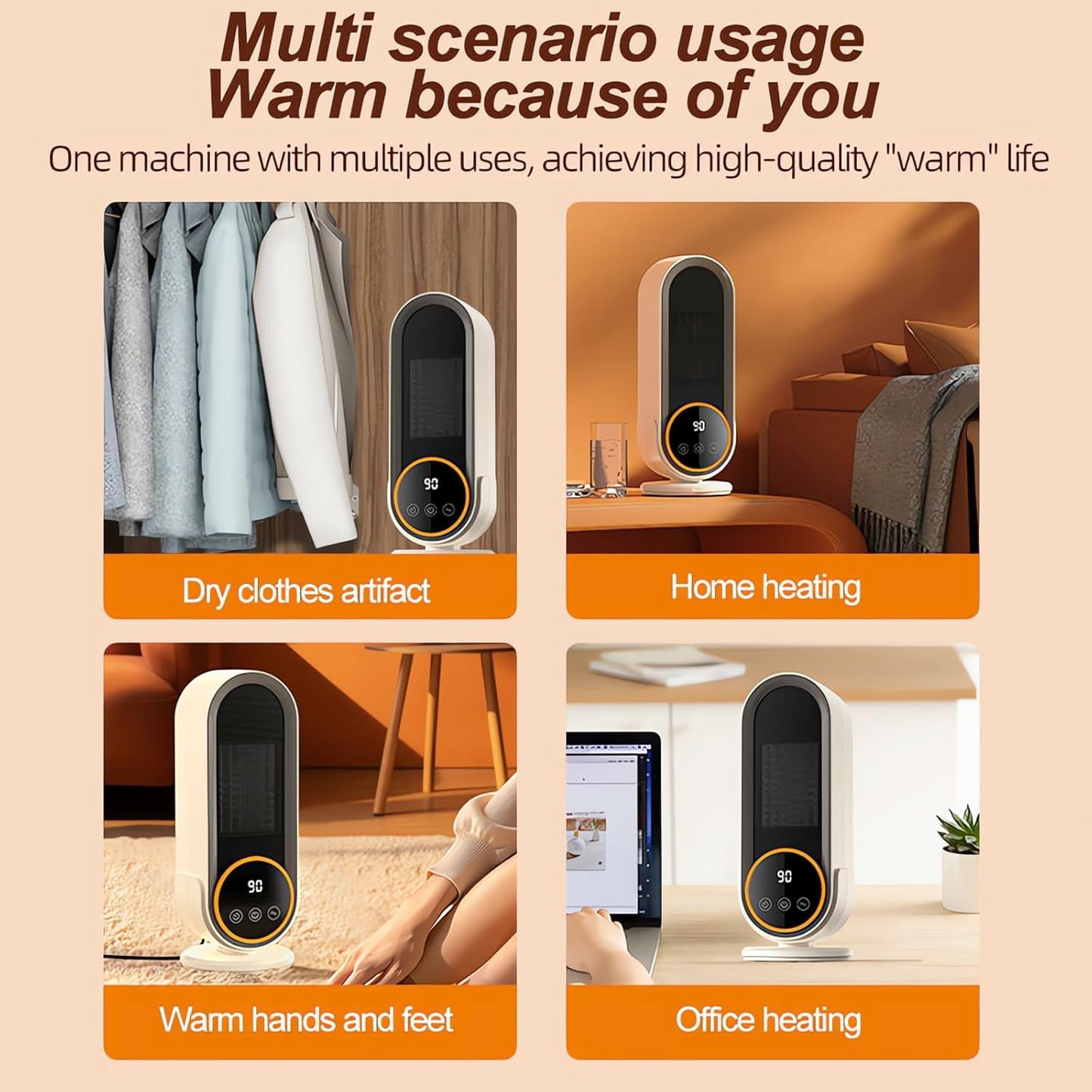 BOLNGLA Portable Heating Electric Space Heater Fan for Indoor Home Office DEMO