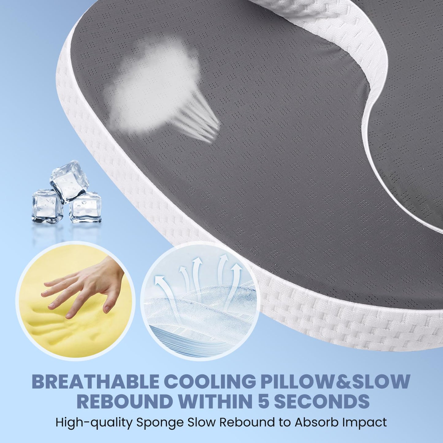JINXIA Memory Foam Neck Pillow Soft Silk Cervical Support Shoulder Large NEW