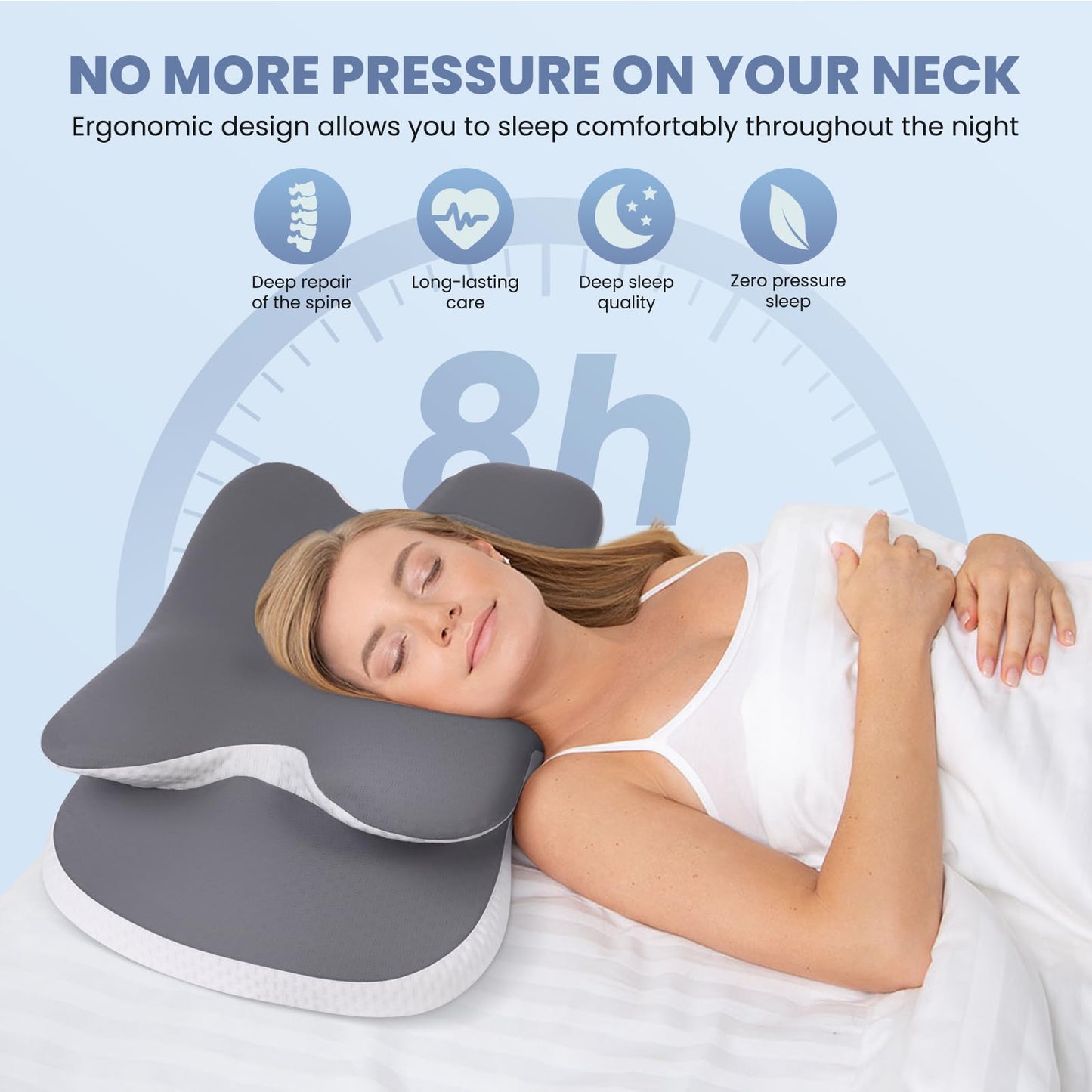 JINXIA Memory Foam Neck Pillow Soft Silk Cervical Support Shoulder Large NEW