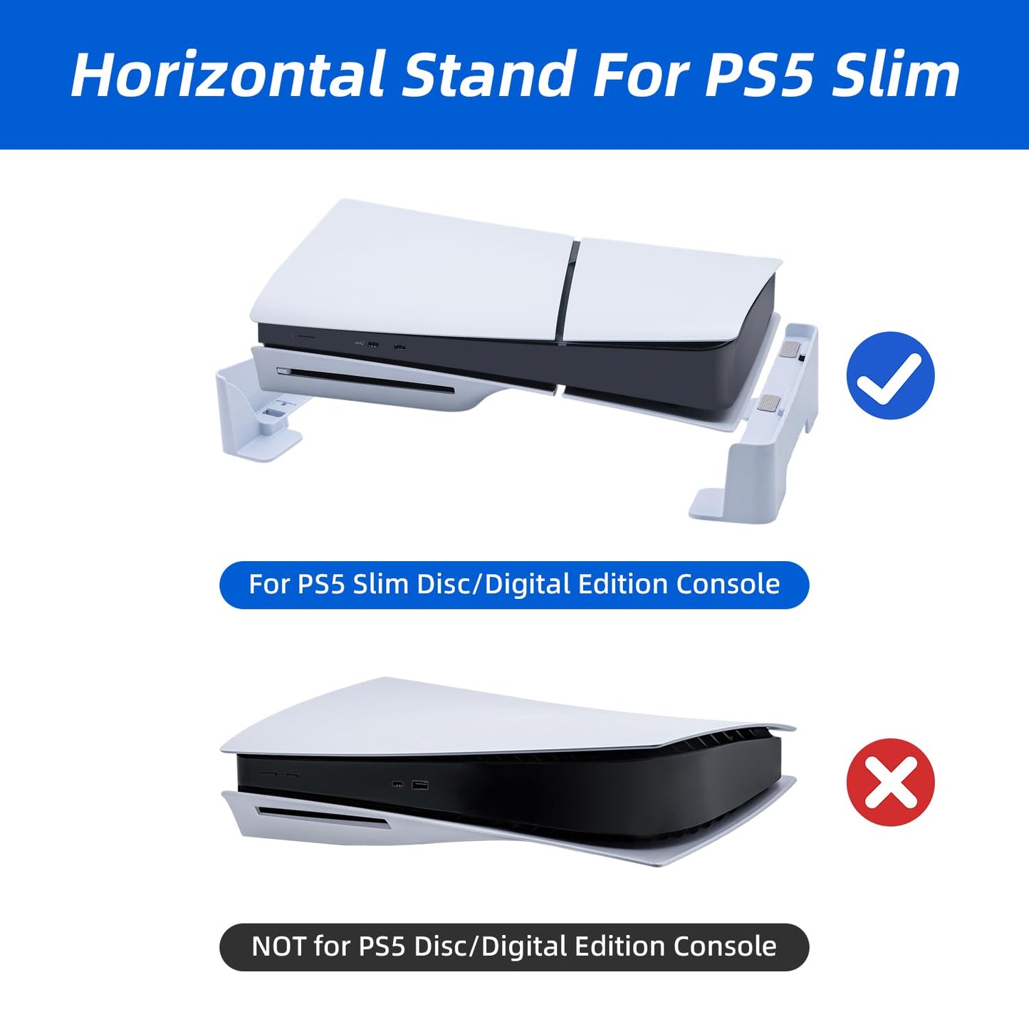 Mcbazel Horizontal Stand for PS5 Slim/Pro Console - Accessory Kit in White DEMO