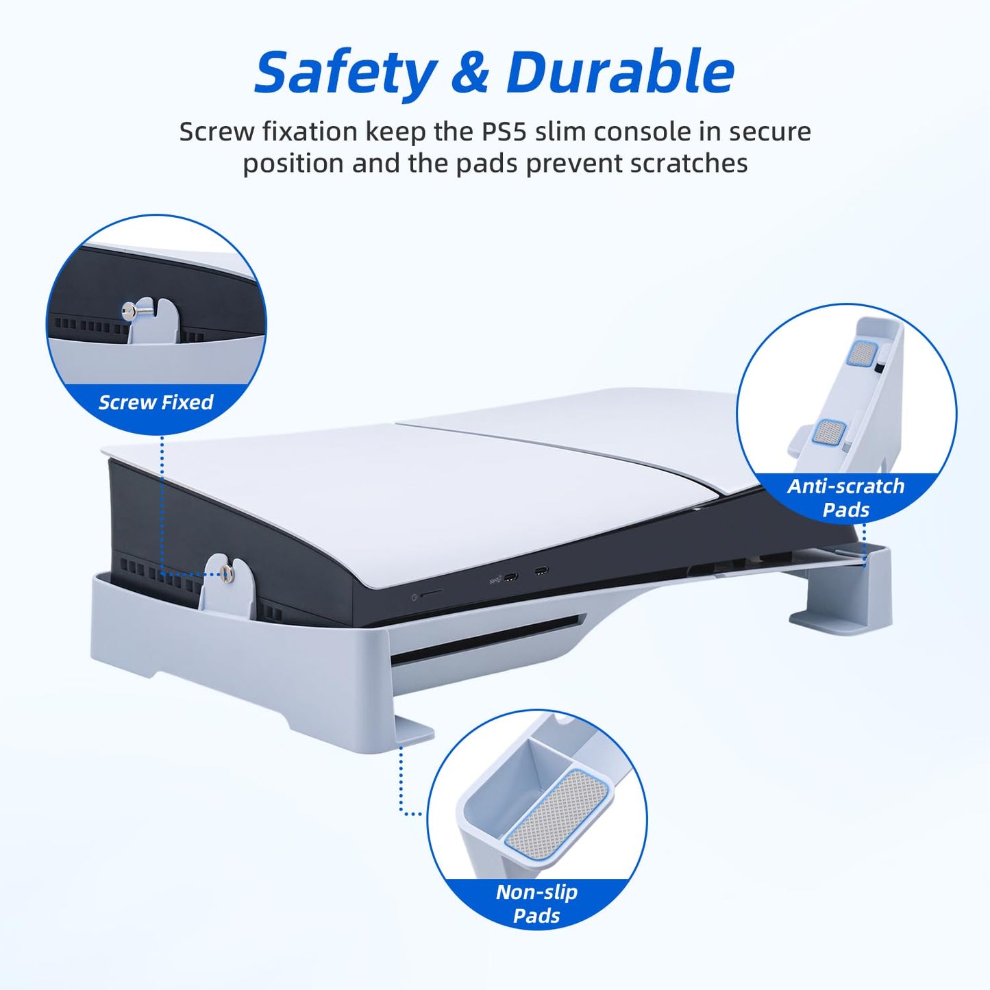 Mcbazel Horizontal Stand for PS5 Slim/Pro Console - Accessory Kit in White DEMO
