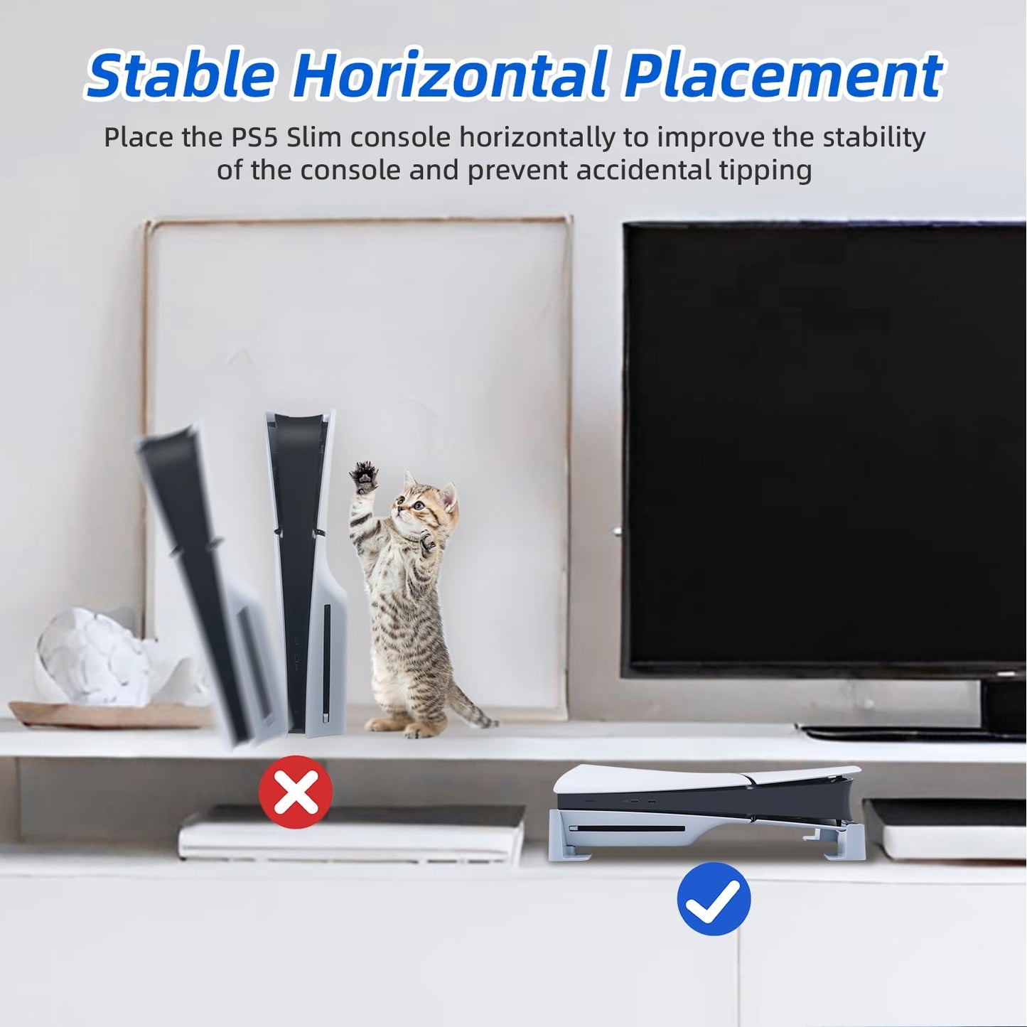 Mcbazel Horizontal Stand for PS5 Slim/Pro Console - Accessory Kit in White DEMO