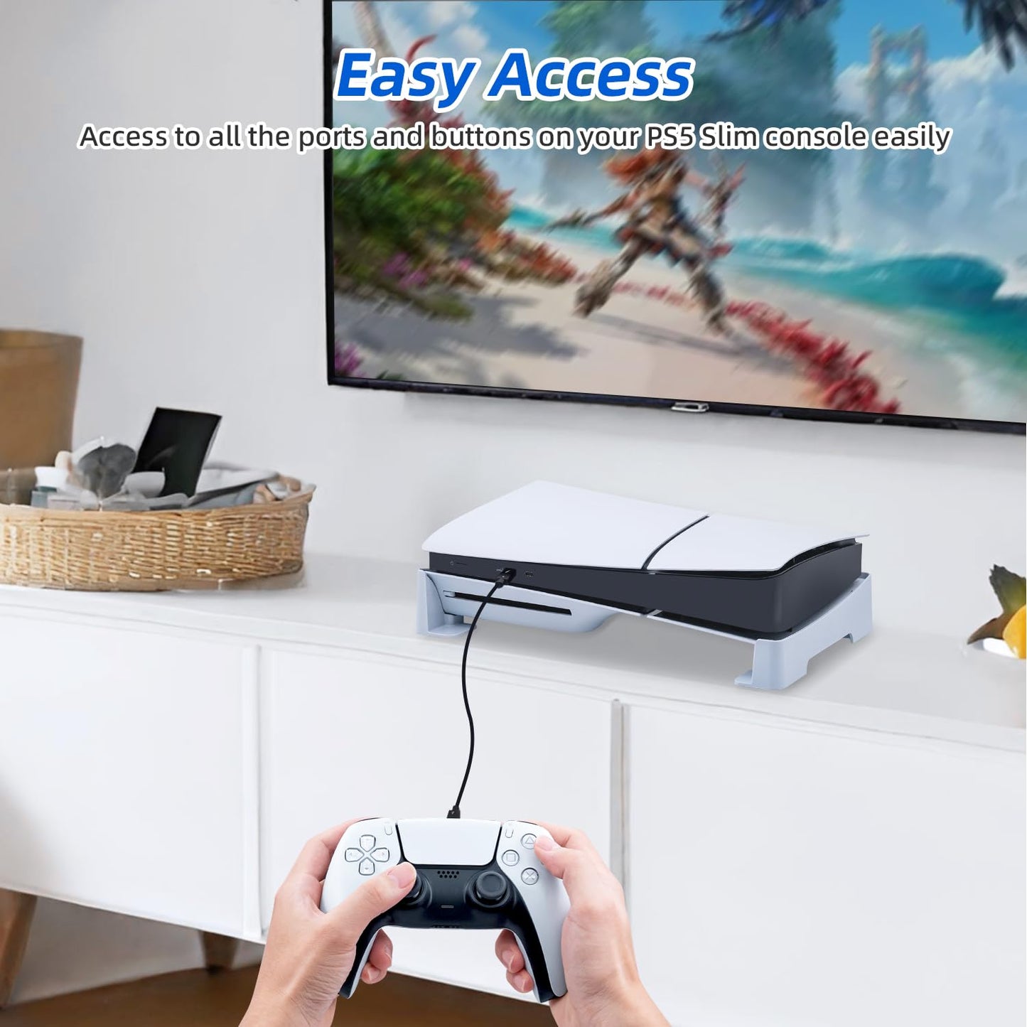 Mcbazel Horizontal Stand for PS5 Slim/Pro Console - Accessory Kit in White DEMO
