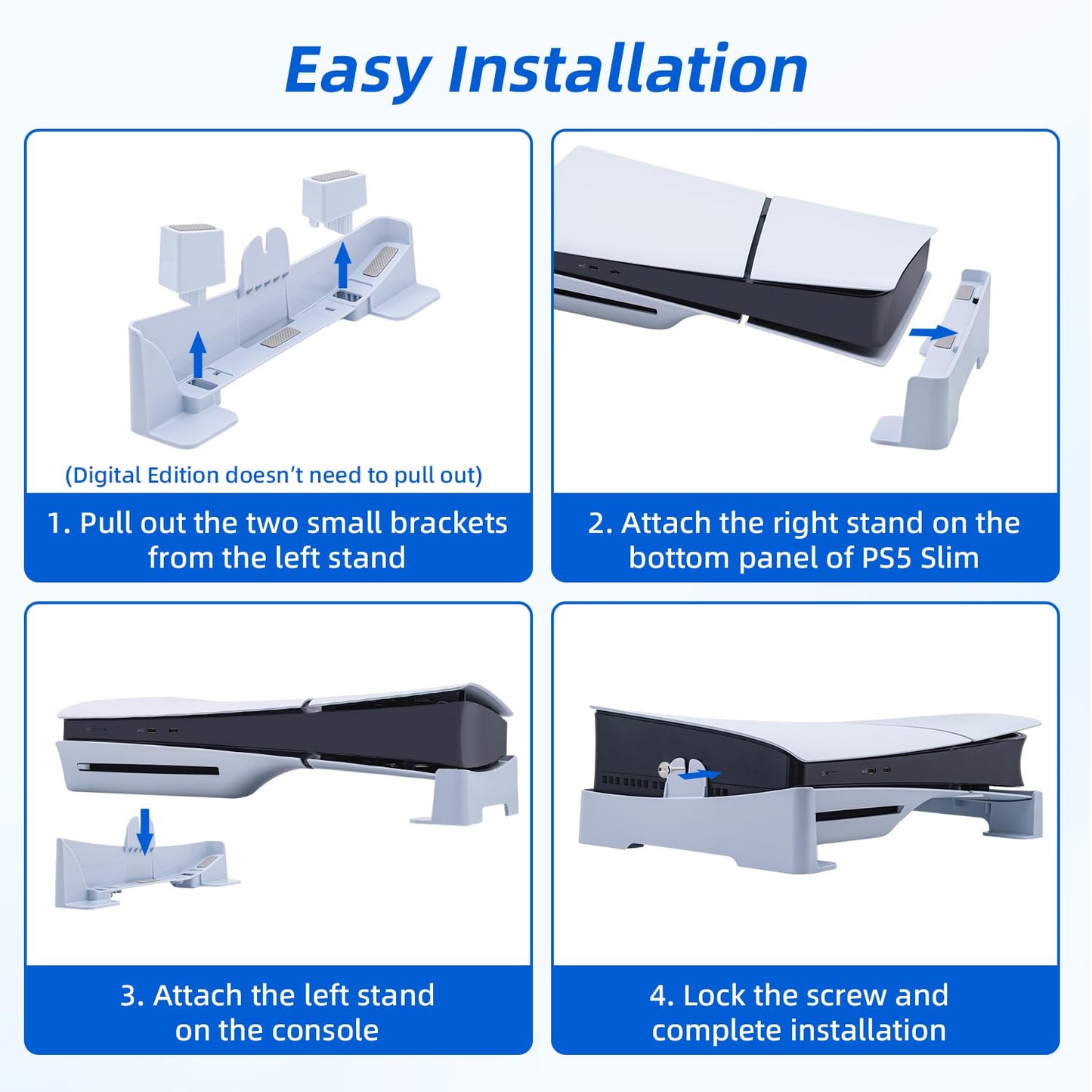 Mcbazel Horizontal Stand for PS5 Slim/Pro Console - Accessory Kit in White DEMO