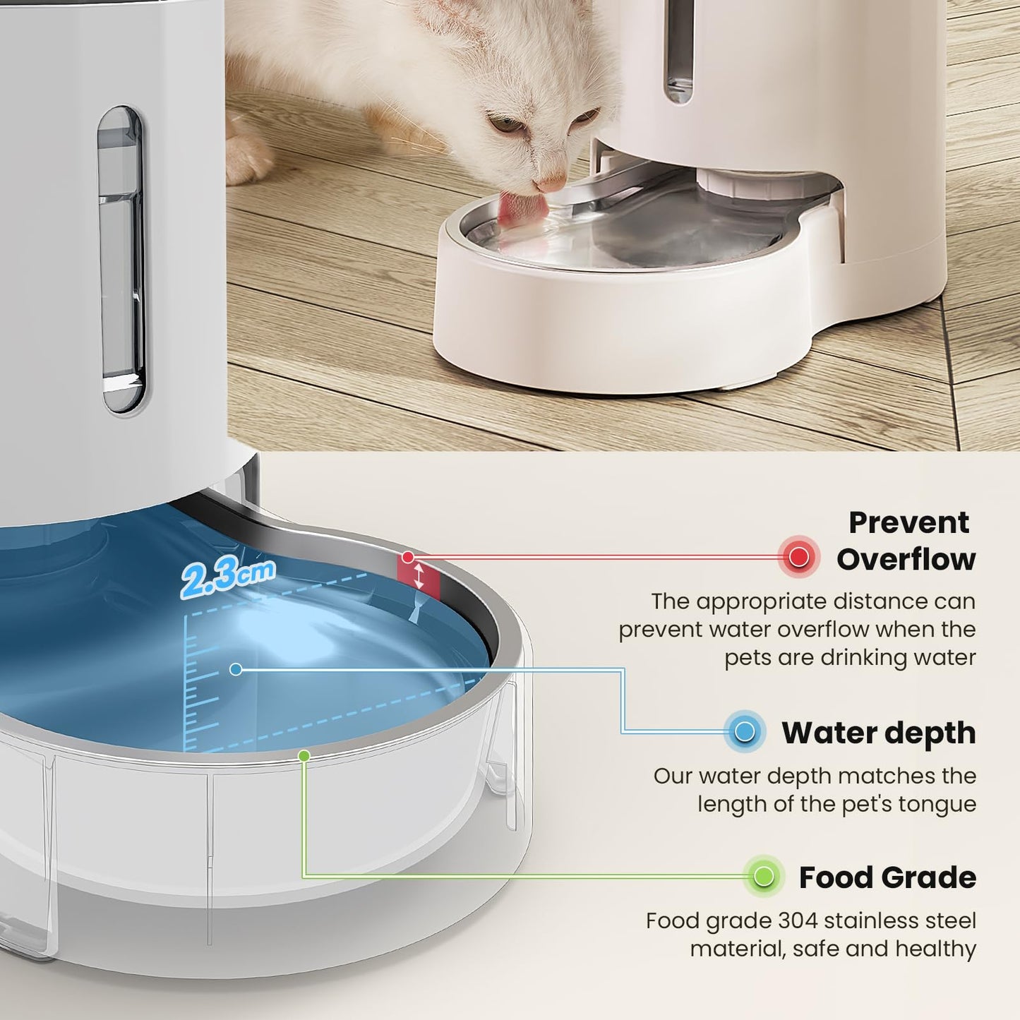 JUNSPOW Automatic Feeders Gravity Pet Water Dispenser with Stainless Steel DEMO