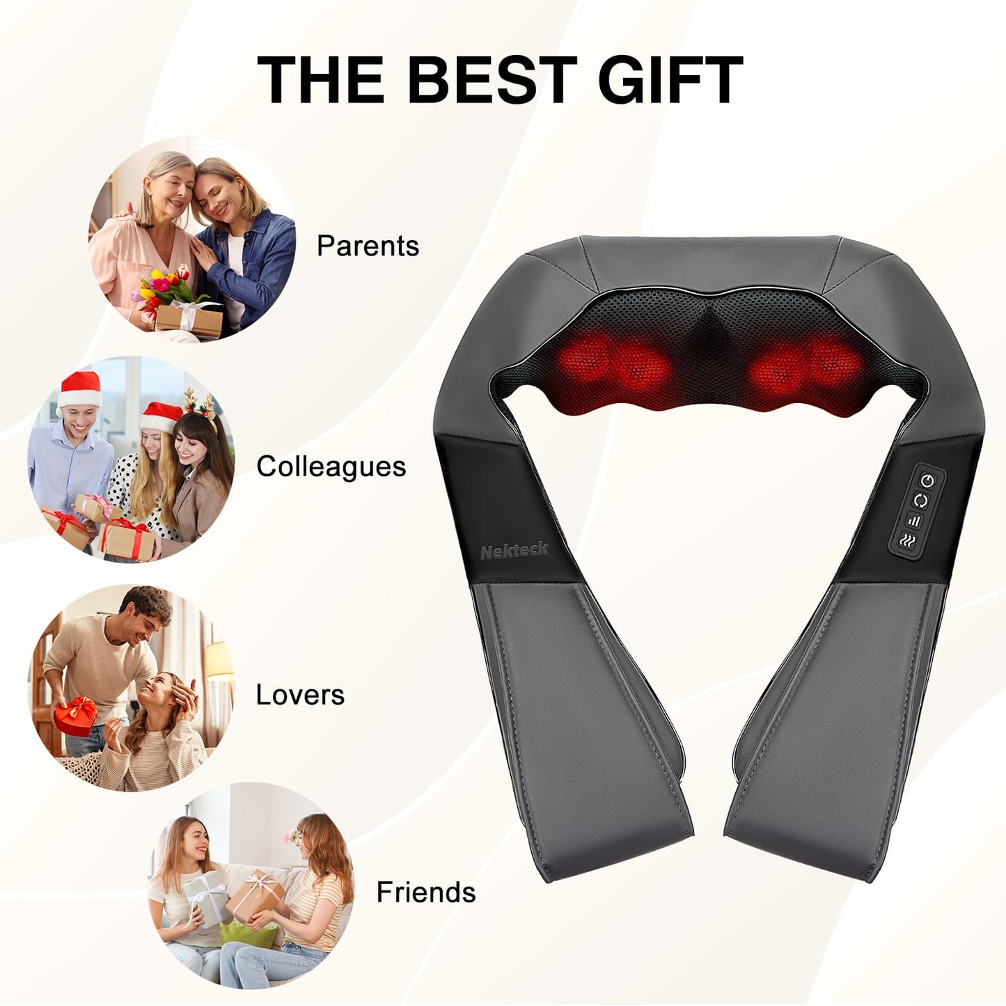 Nekteck Shiatsu Neck Massager with Heat for Deep Tissue Pain Relief DEMO