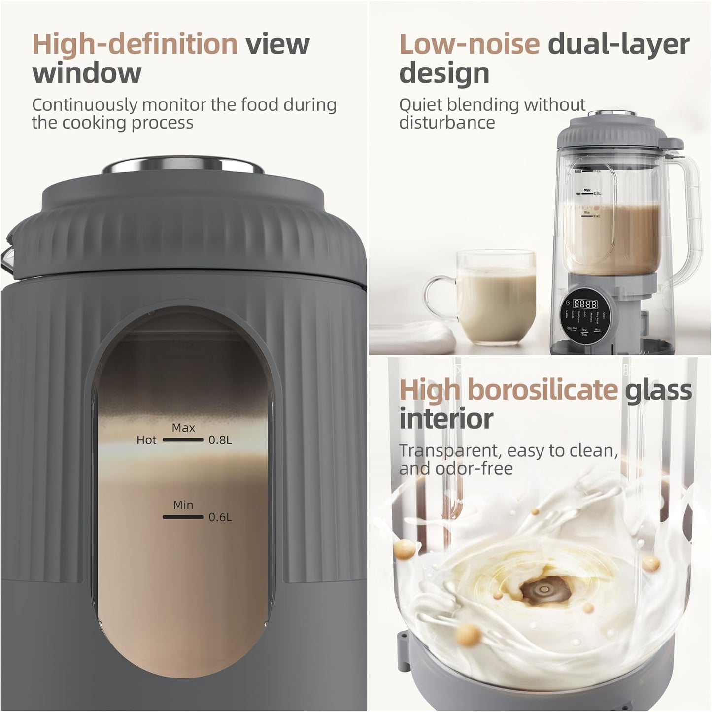 ZophanX Automatic Jug Blenders Soy Milk Maker Nut 35oz Borosilicate Glass NEW