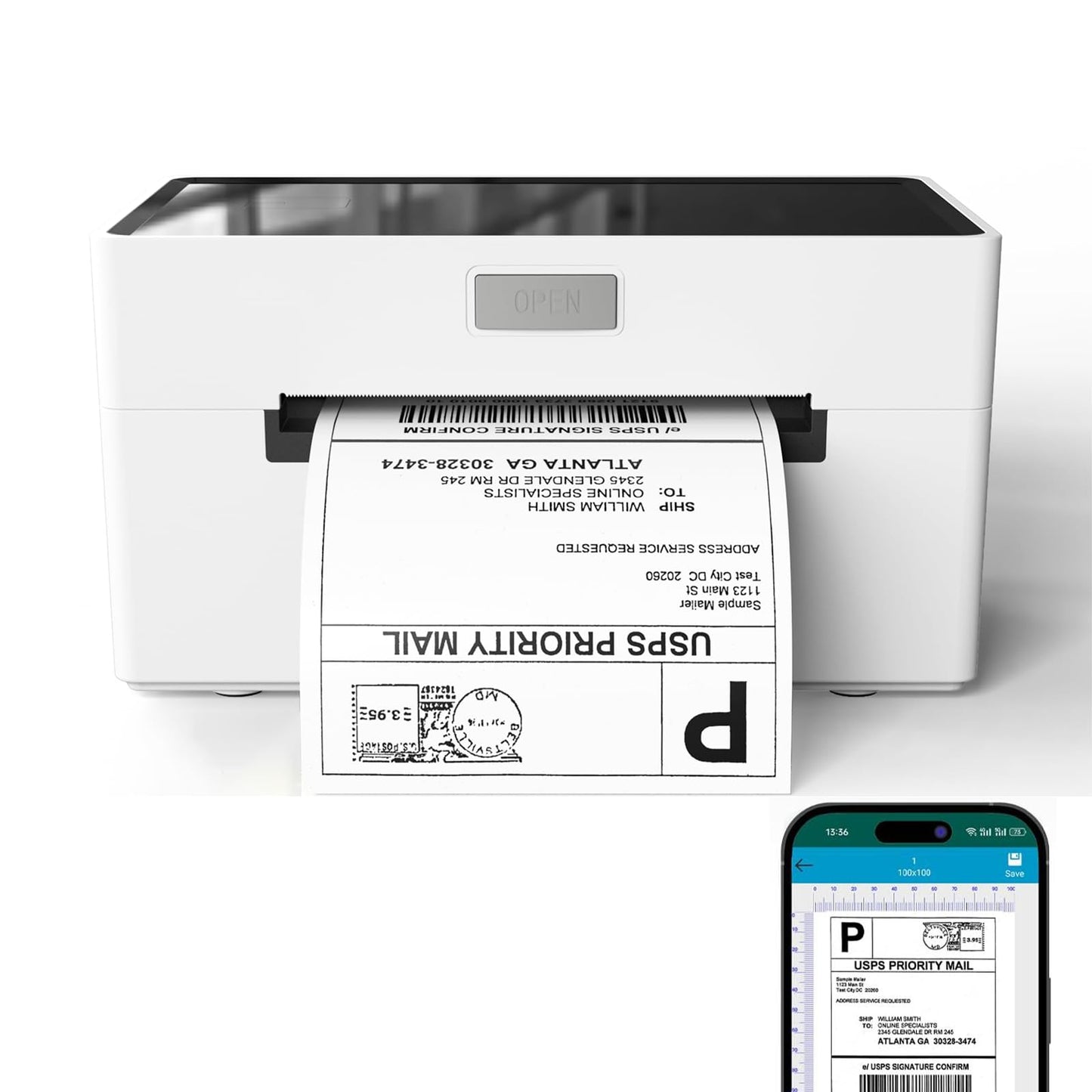 XMIHOME Portable Bluetooth Thermal Label Printer for Shipping and Mailing DEMO