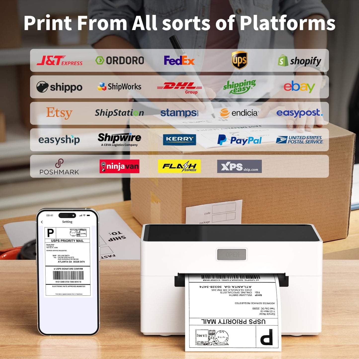 XMIHOME Portable Bluetooth Thermal Label Printer for Shipping and Mailing DEMO