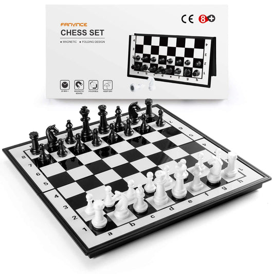 FanVince Magnetic Plastic Chess Set with Folding Travel Board Game, X-Large DEMO