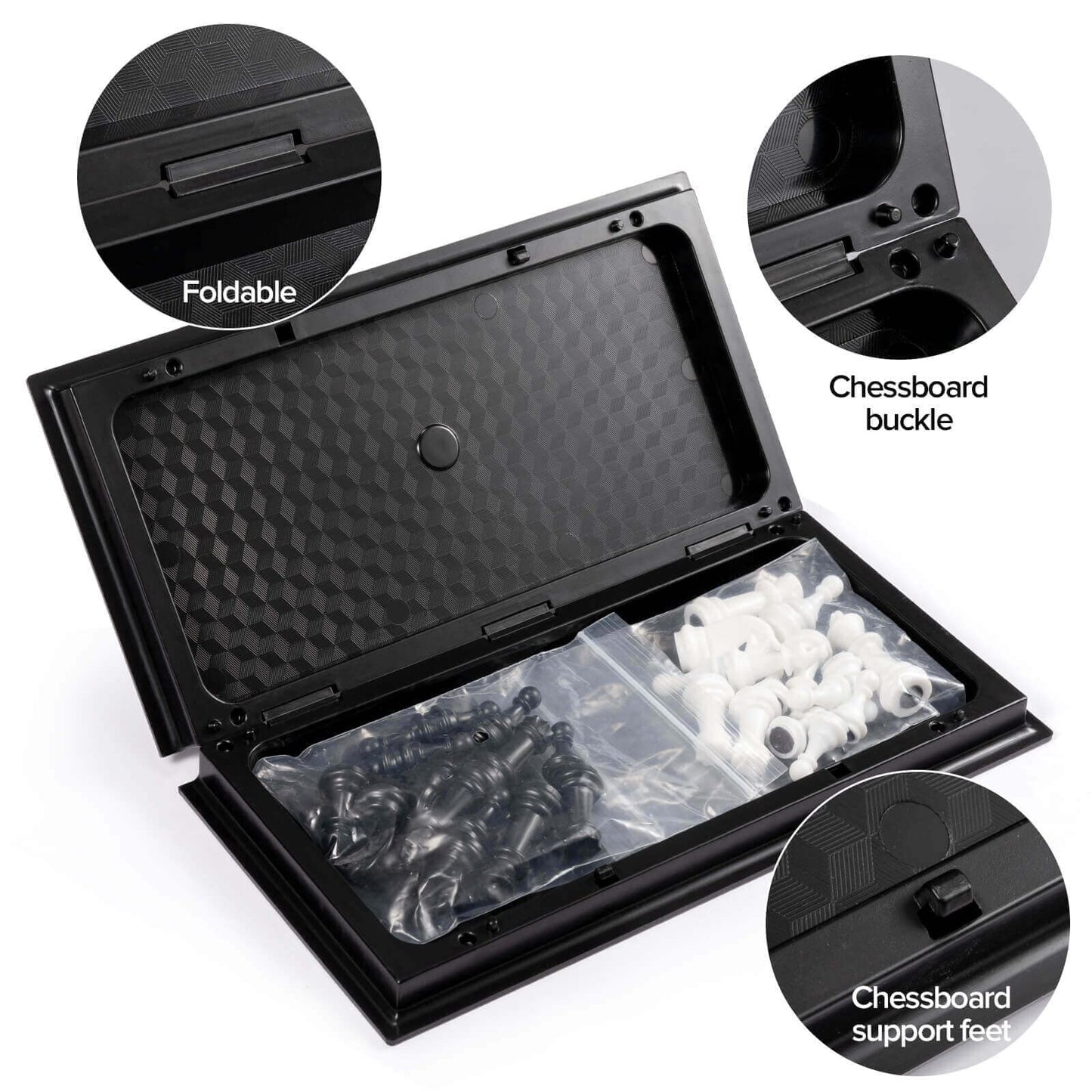 FanVince Magnetic Plastic Chess Set with Folding Travel Board Game, X-Large DEMO