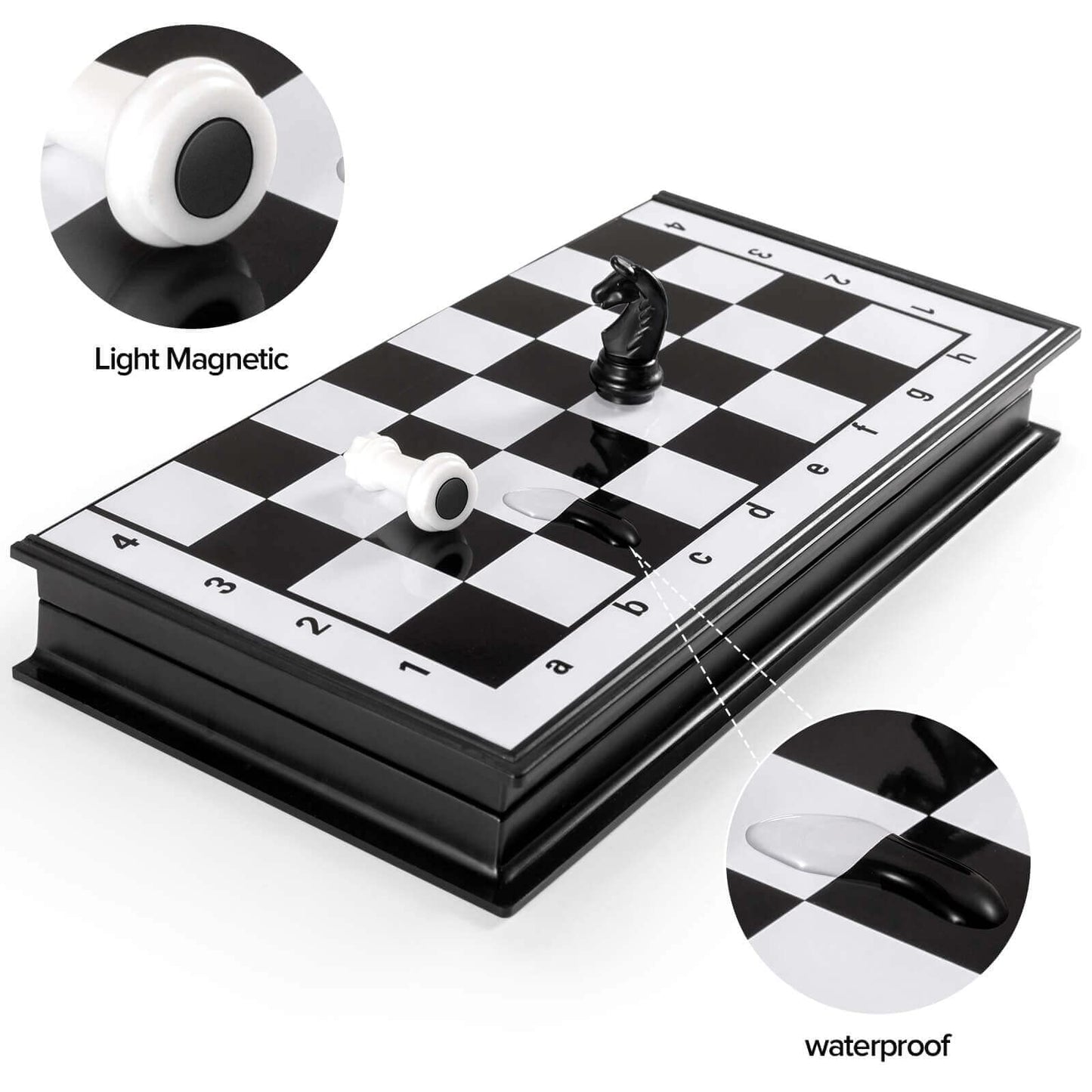 FanVince Magnetic Plastic Chess Set with Folding Travel Board Game, X-Large DEMO