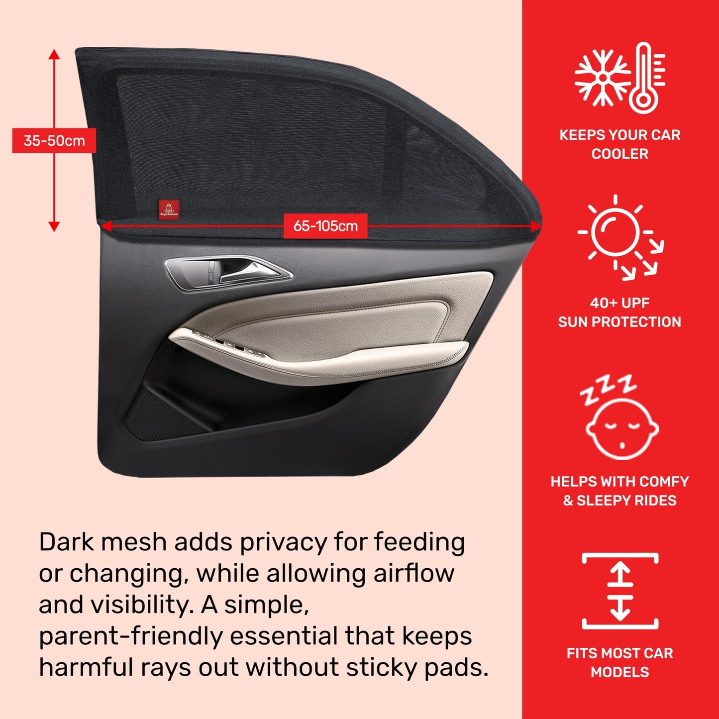Royal Rascals Charcoal Car Side Window Shades - Protect Babies & Children DEMO