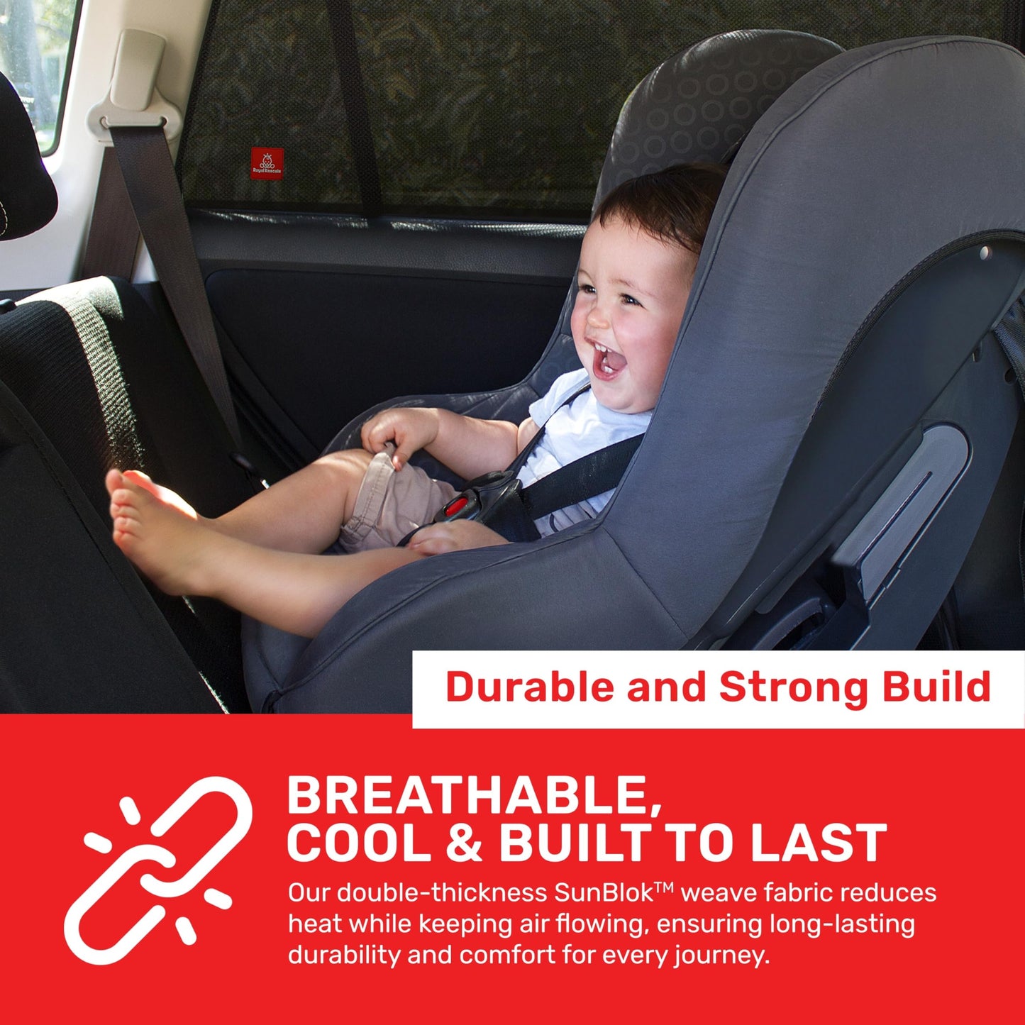 Royal Rascals Charcoal Car Side Window Shades - Protect Babies & Children DEMO