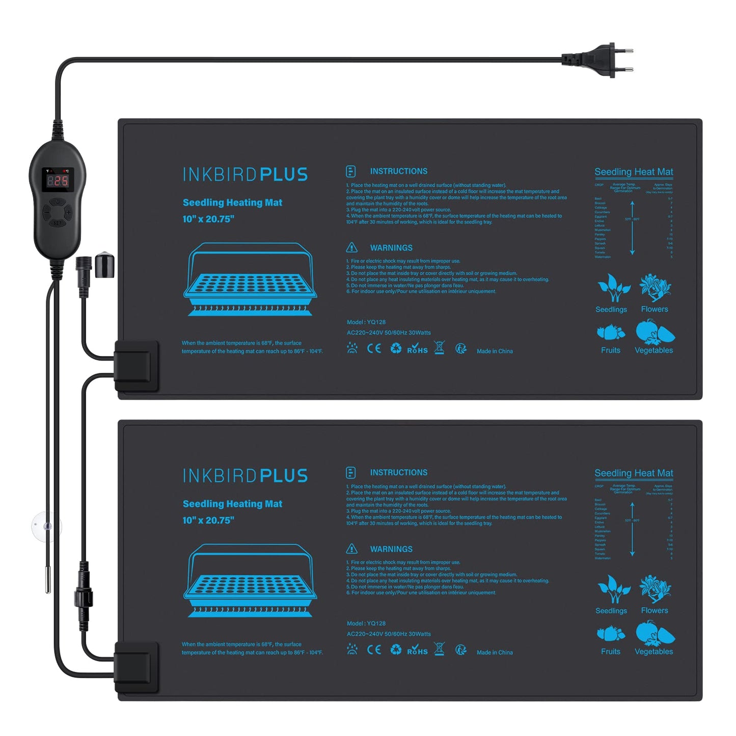 INKBIRDPLUS Seedling Heat Mat with Digital Thermostat Waterproof 30W DEMO