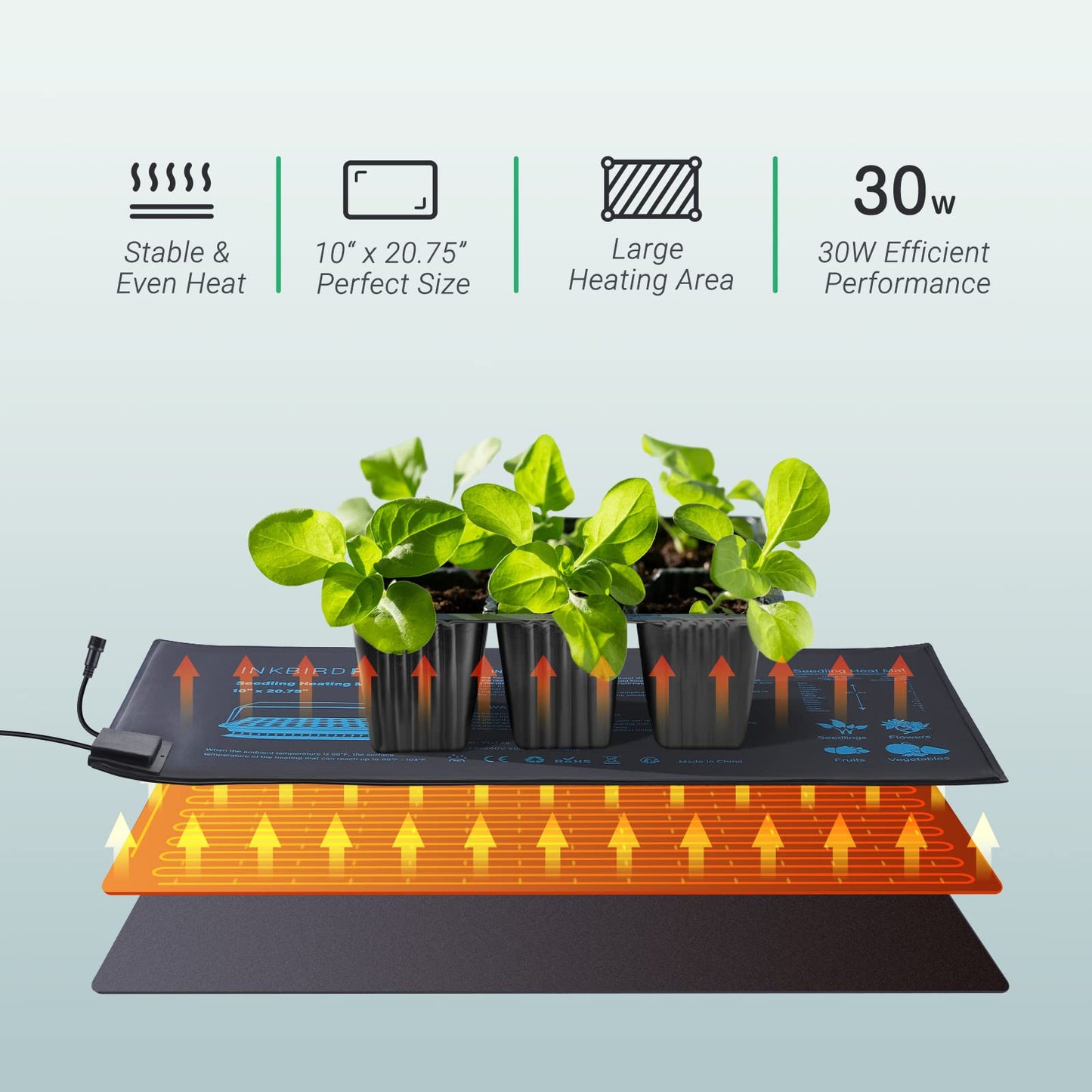 INKBIRDPLUS Seedling Heat Mat with Digital Thermostat Waterproof 30W DEMO